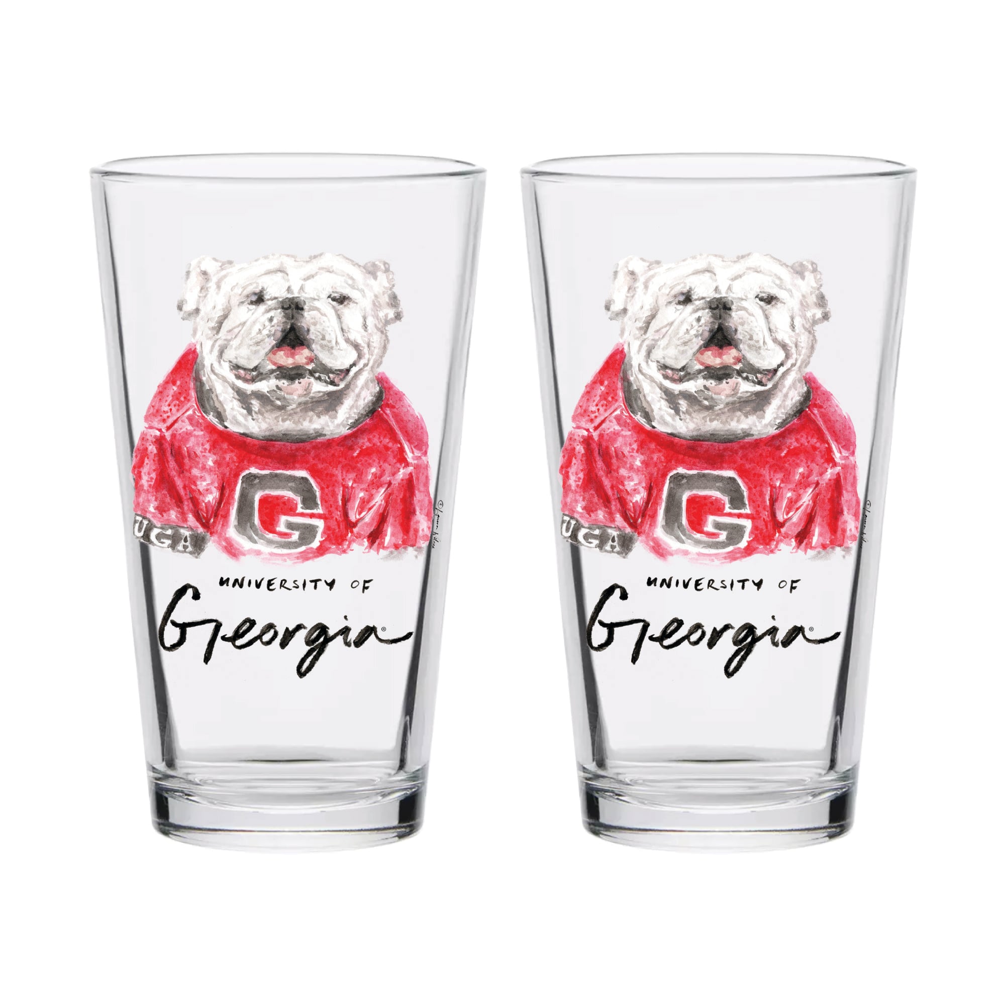 Ensemble de 2 verres à bière à l'effigie de Laura Wilcox, mascotte des Georgia Bulldogs d'Indigo Falls