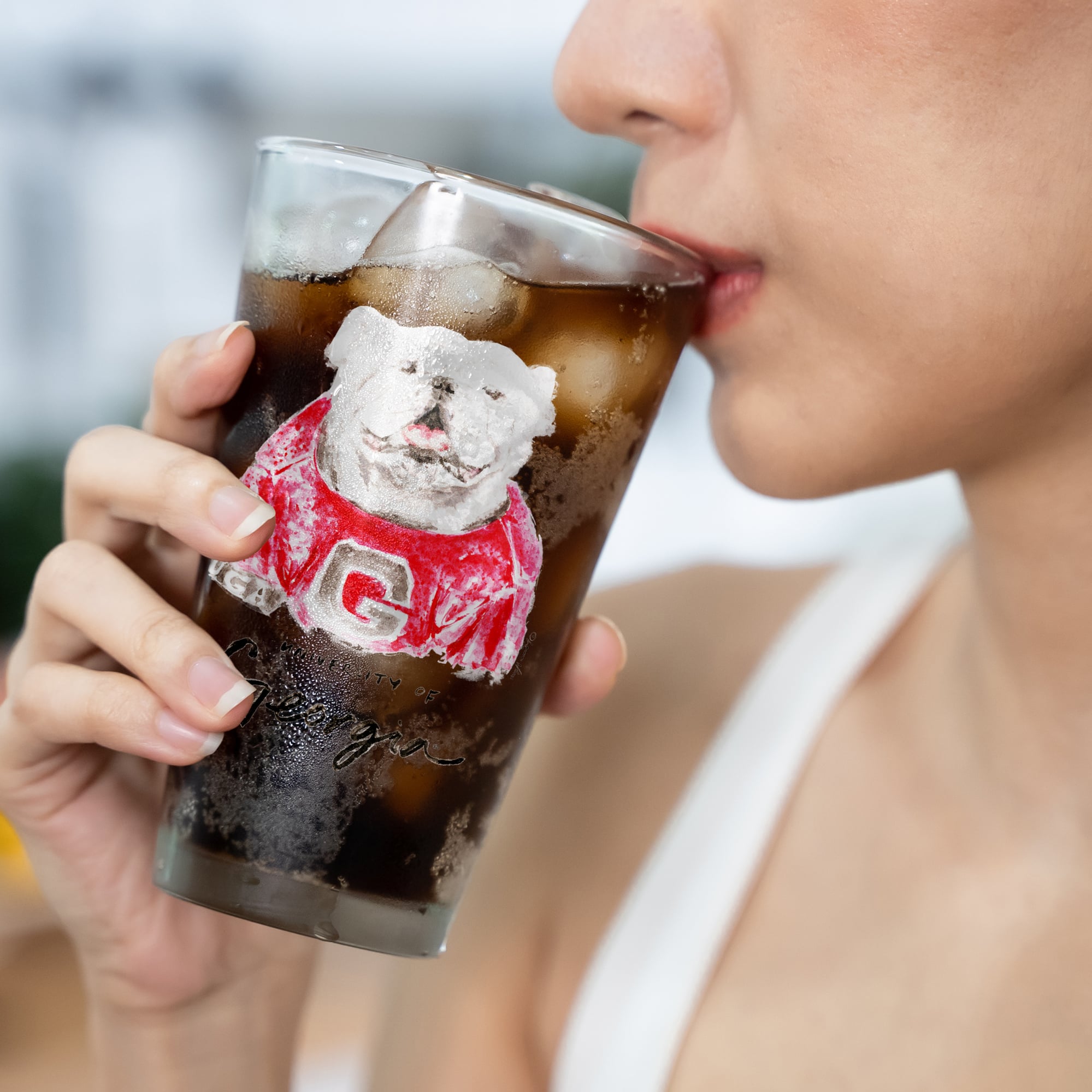 Ensemble de 2 verres à bière à l'effigie de Laura Wilcox, mascotte des Georgia Bulldogs d'Indigo Falls