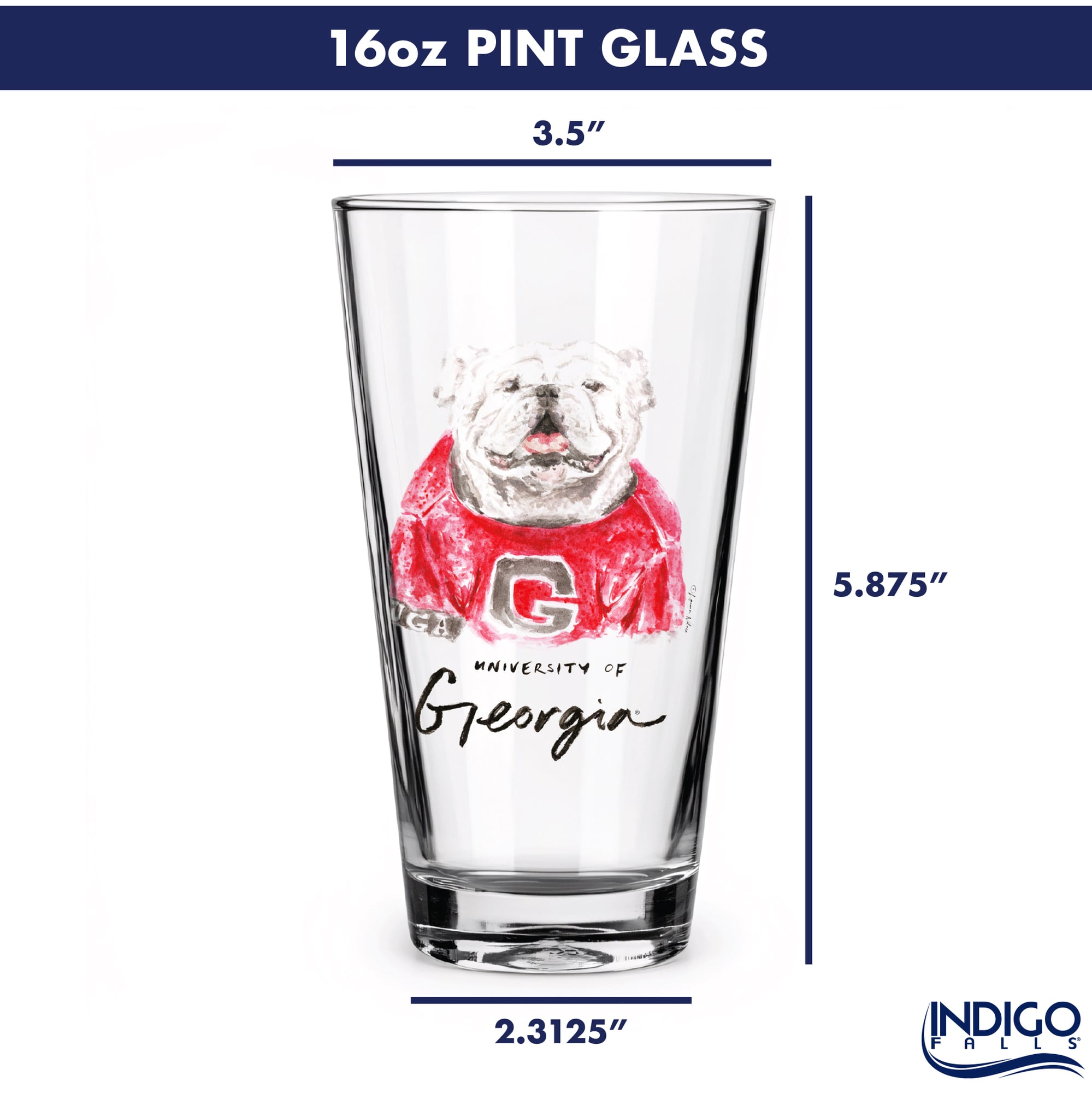 Ensemble de 2 verres à bière à l'effigie de Laura Wilcox, mascotte des Georgia Bulldogs d'Indigo Falls