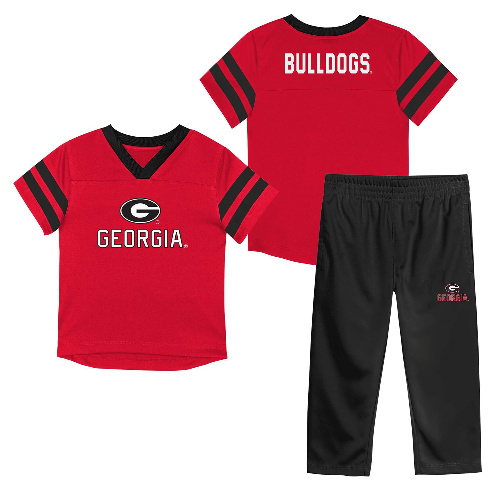 Ensemble haut et pantalon rouge noir à l'effigie des Georgia Bulldogs, logo de l'équipe, zone rouge, la marque Outerstuff.