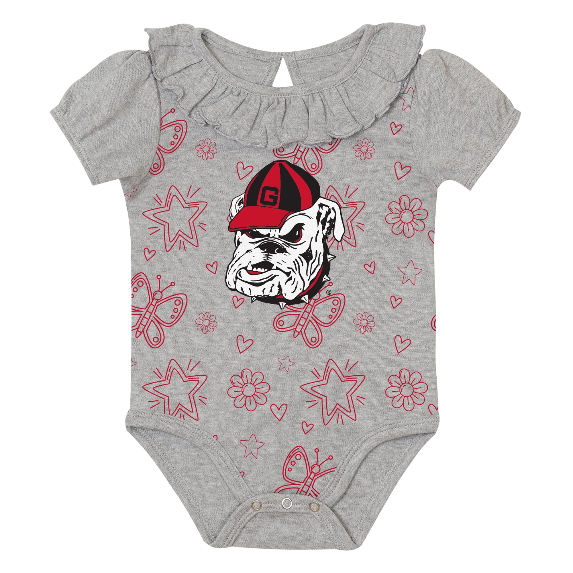 Infant Outerstuff  Red/Gray Georgia Bulldogs Two-Pack Playtime Ruffle Bodysuit Set
