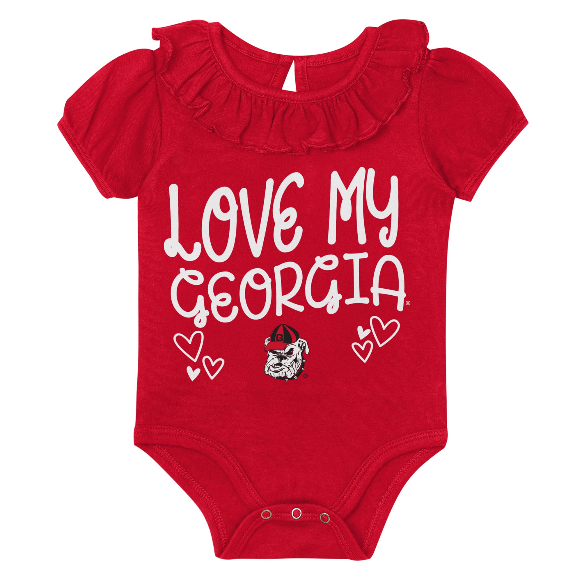 Infant Outerstuff  Red/Gray Georgia Bulldogs Two-Pack Playtime Ruffle Bodysuit Set