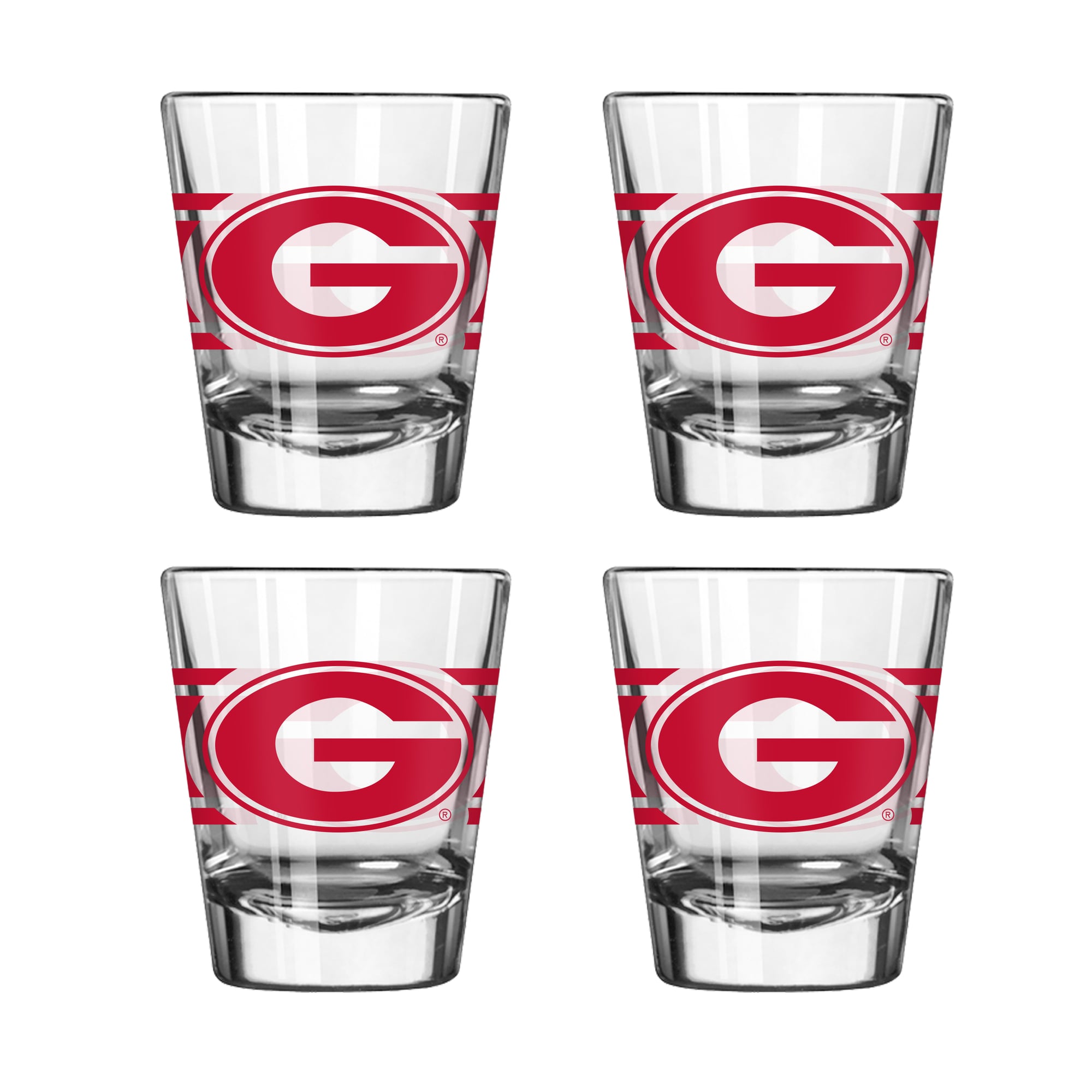 Ensemble de quatre verres à shot rayés Logo Brands Georgia Bulldogs