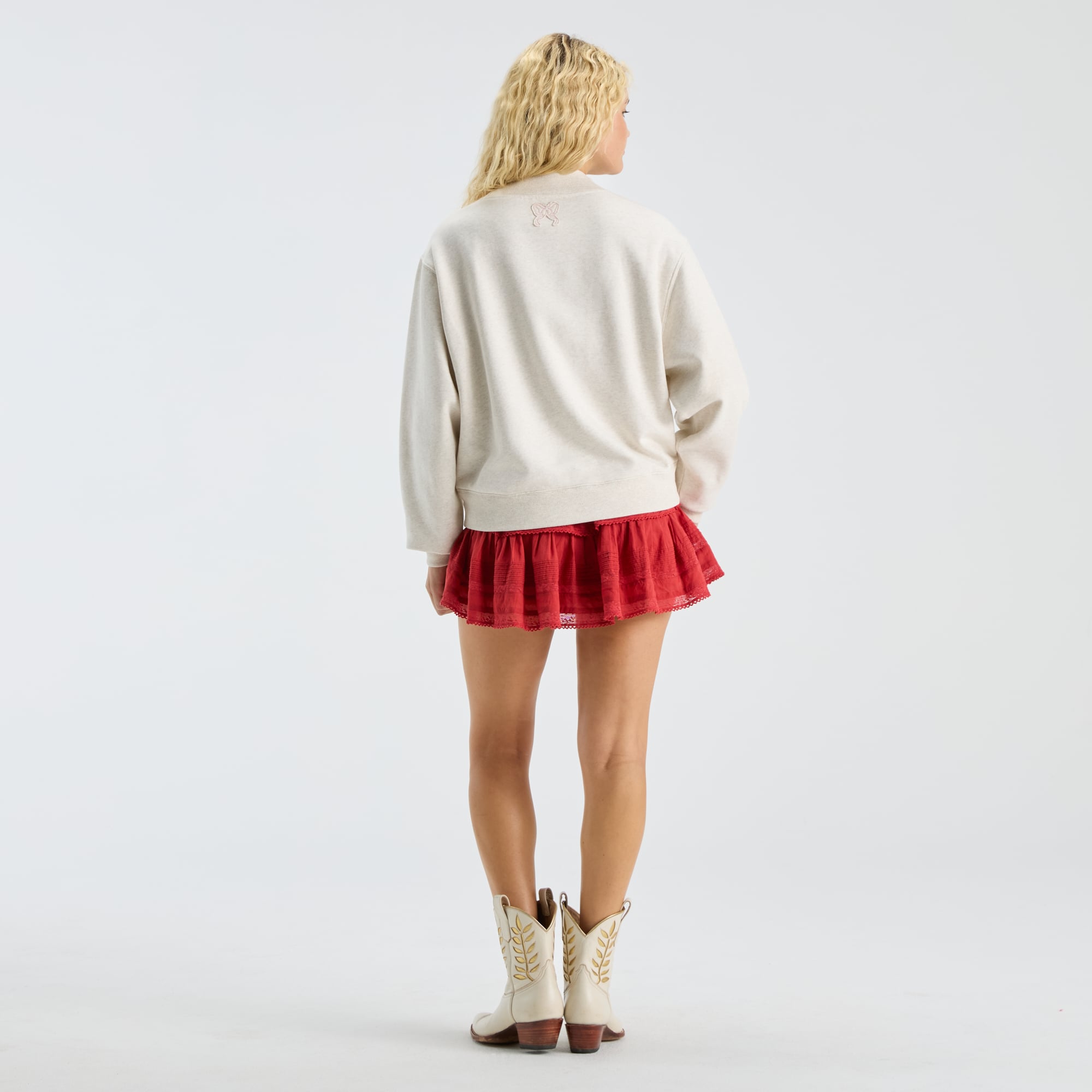 LoveShackFancy Women's Cream Georgia Bulldogs Mockneck Sweatshirt
