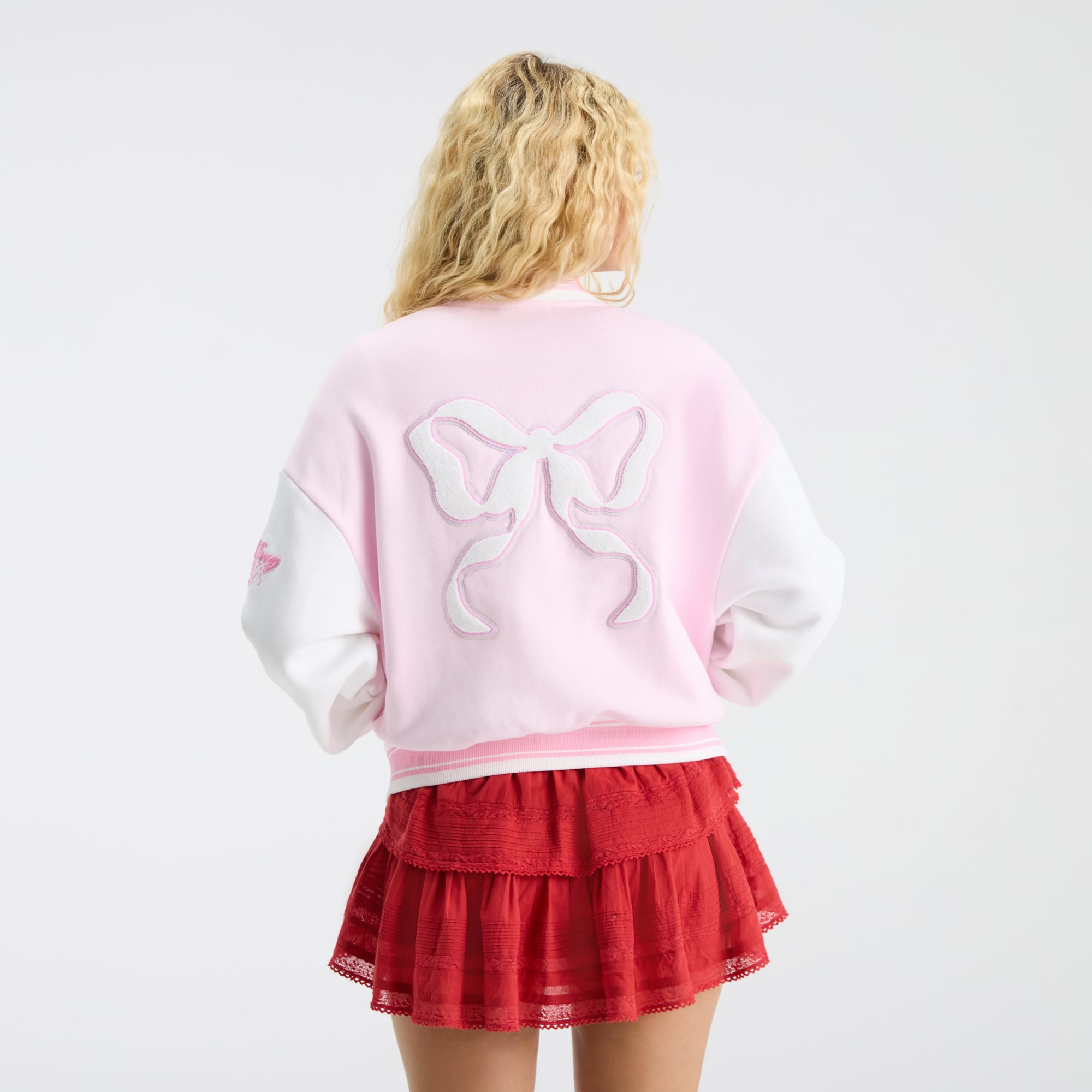 LoveShackFancy Women's Pink Georgia Bulldogs Collegiate Varsity Full-Snap Jacket
