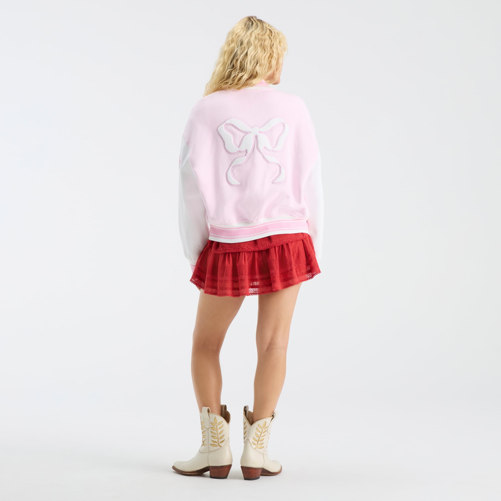 LoveShackFancy Women's Pink Georgia Bulldogs Collegiate Varsity Full-Snap Jacket