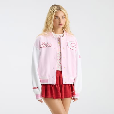 LoveShackFancy Georgia Bulldogs Women's Collegiate Varsity Full-Snap Jacket - Pink