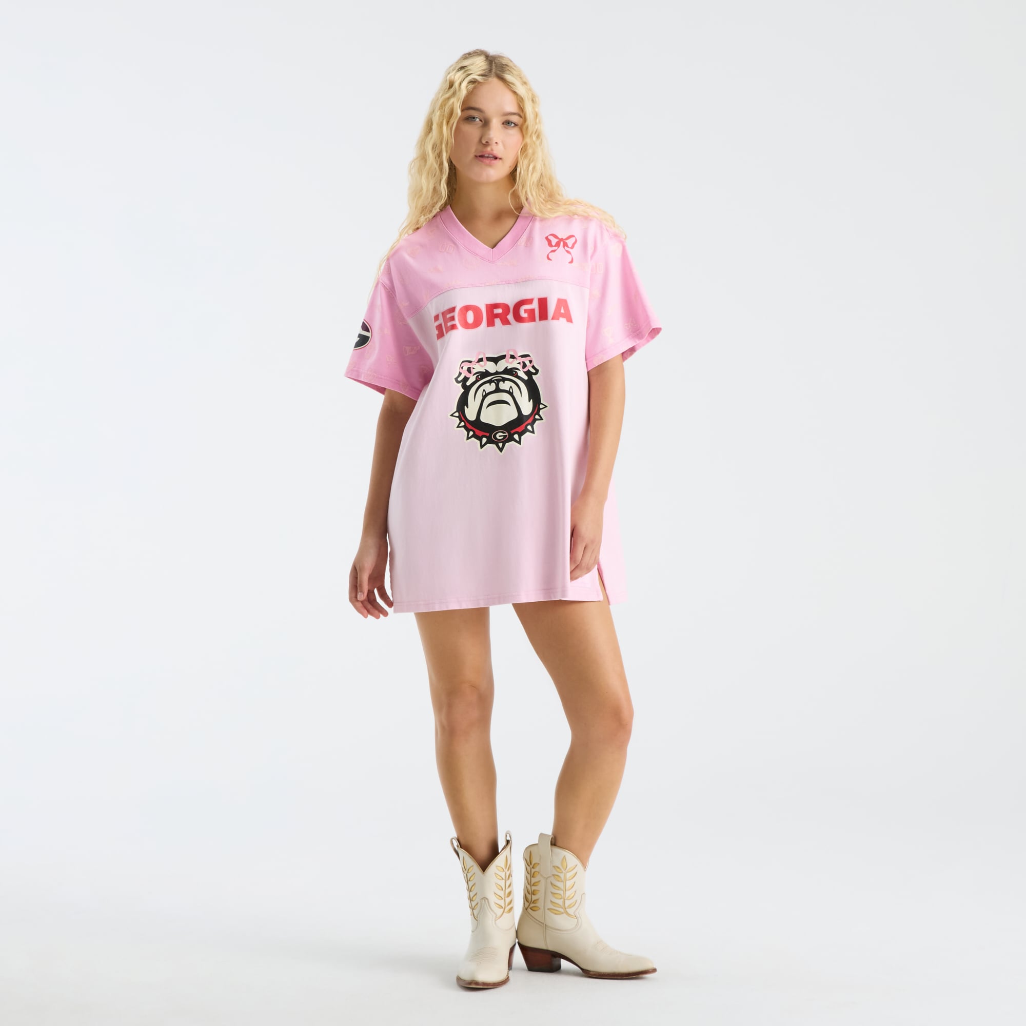 LoveShackFancy Women's Pink Georgia Bulldogs Varsity Crush Jersey Dress