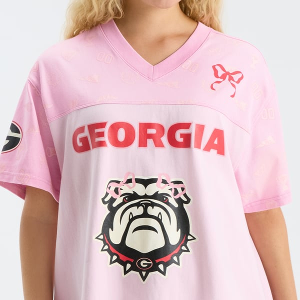 LoveShackFancy Women's Pink Georgia Bulldogs Varsity Crush Jersey Dress