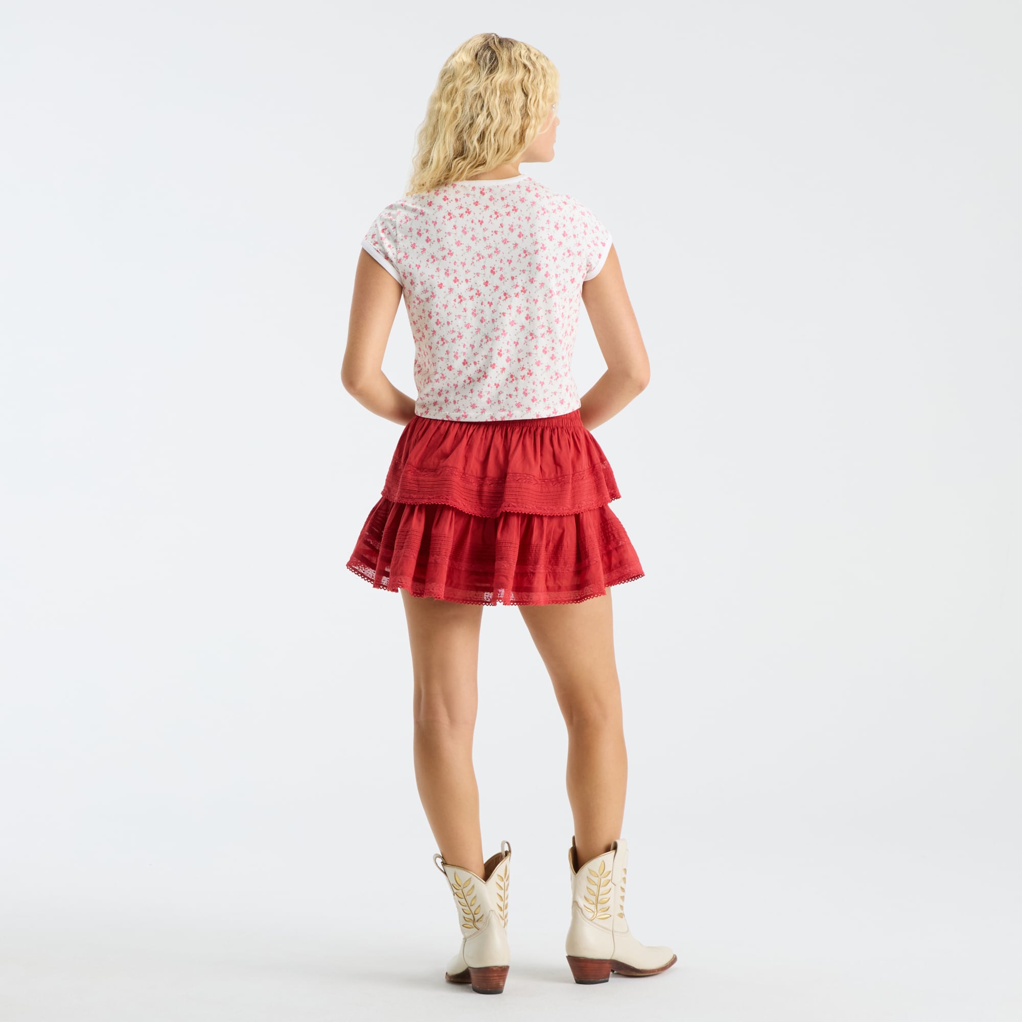 LoveShackFancy Women's Red Georgia Bulldogs MaryKate Ringer T-Shirt