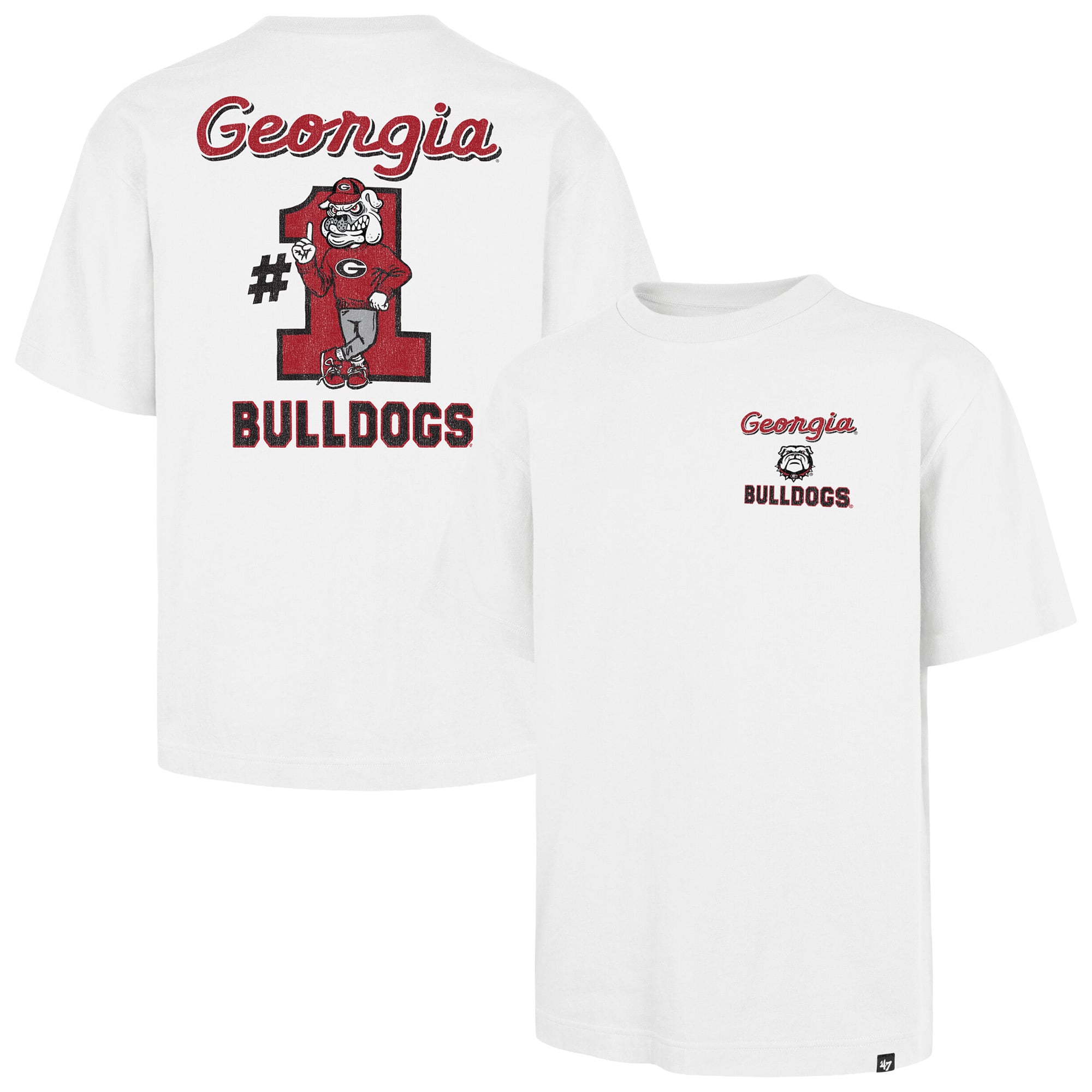 Men's '47 White Georgia Bulldogs #1 Mascot Foundation T-Shirt