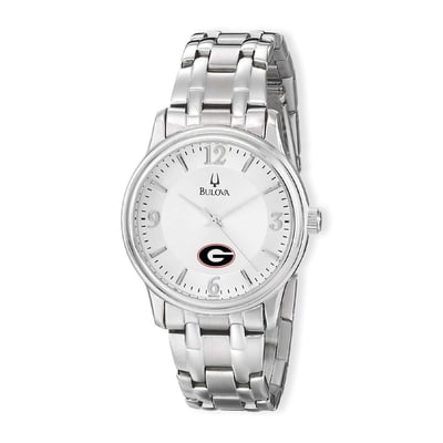 Georgia Bulldogs Bulova Stainless Steel Quartz Watch - Silver