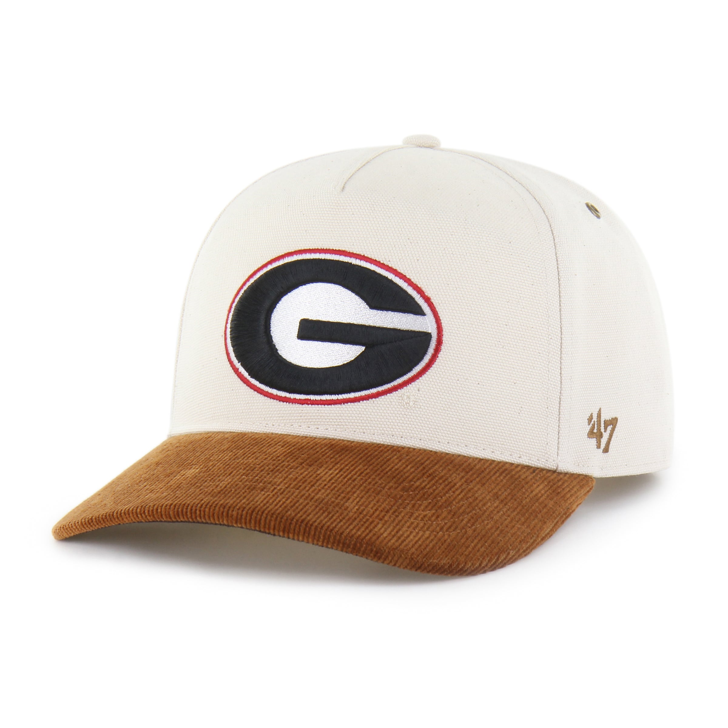 Casquette Carhartt x '47 pour homme, coloris naturel/marron, motif Georgia Bulldogs, modèle Relaxed Hitch, ajustable.