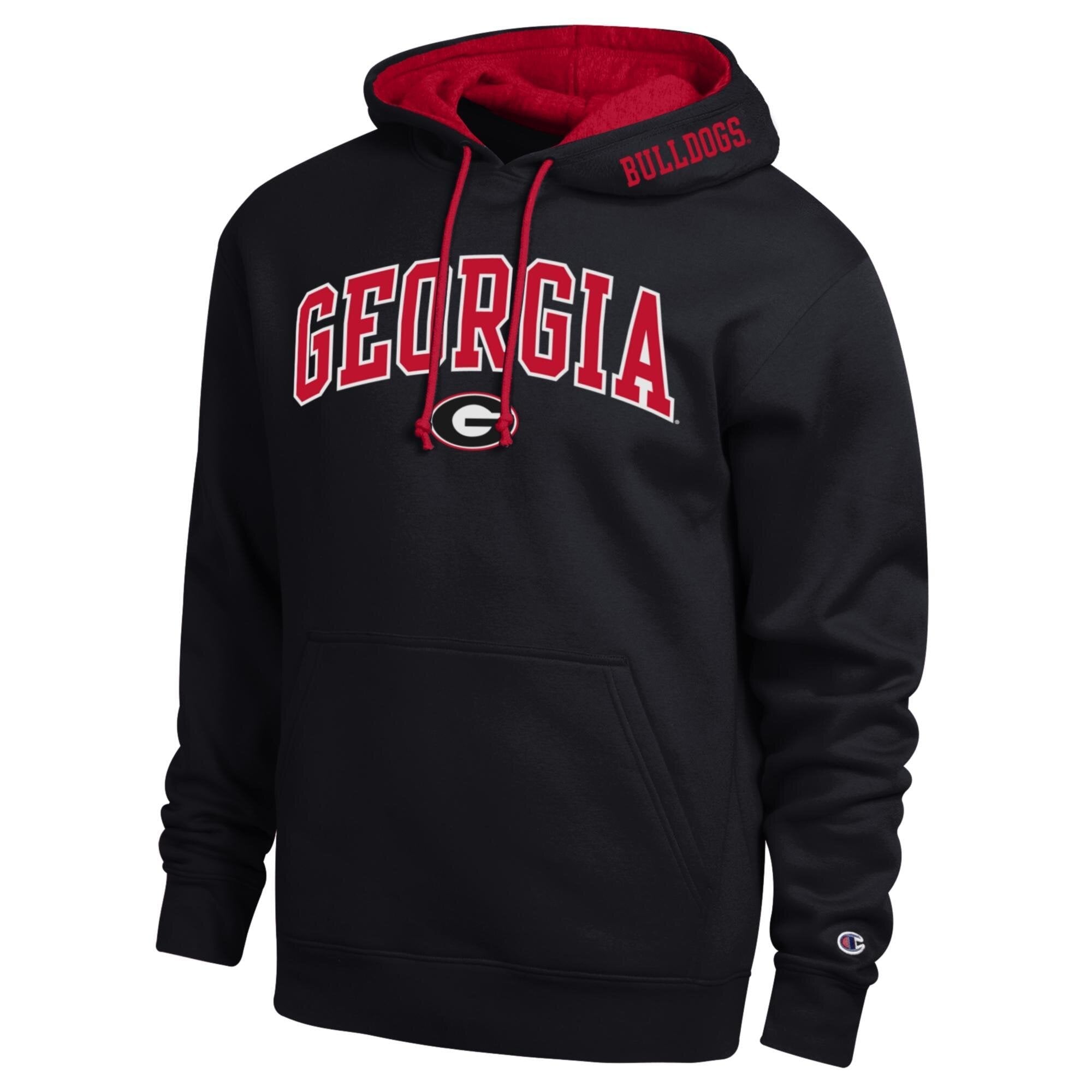 Men's Champion Black Georgia Bulldogs Arch Tackle Twill Hoodie