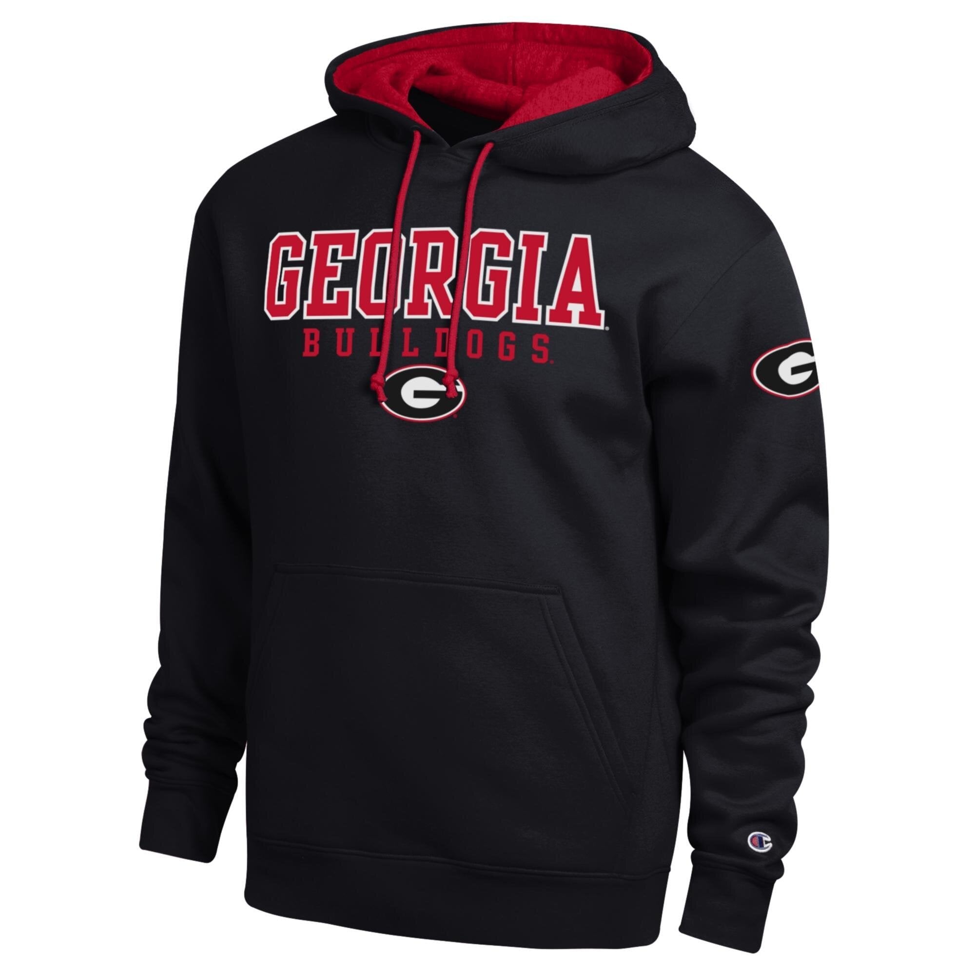 Men's Champion  Black Georgia Bulldogs Contrast Hoodie