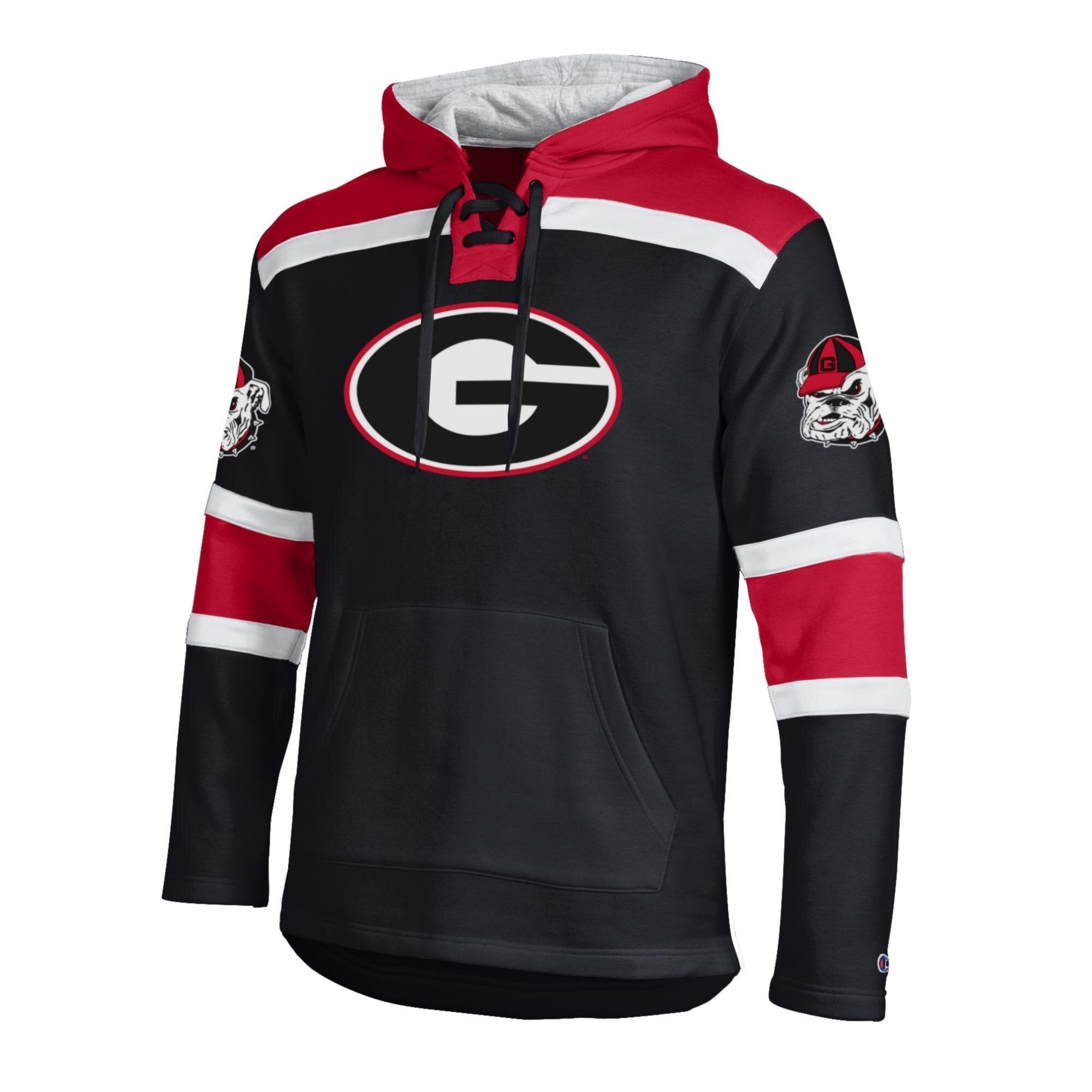 Sweat à capuche en polaire Lacer noir Champion Georgia Bulldogs pour homme