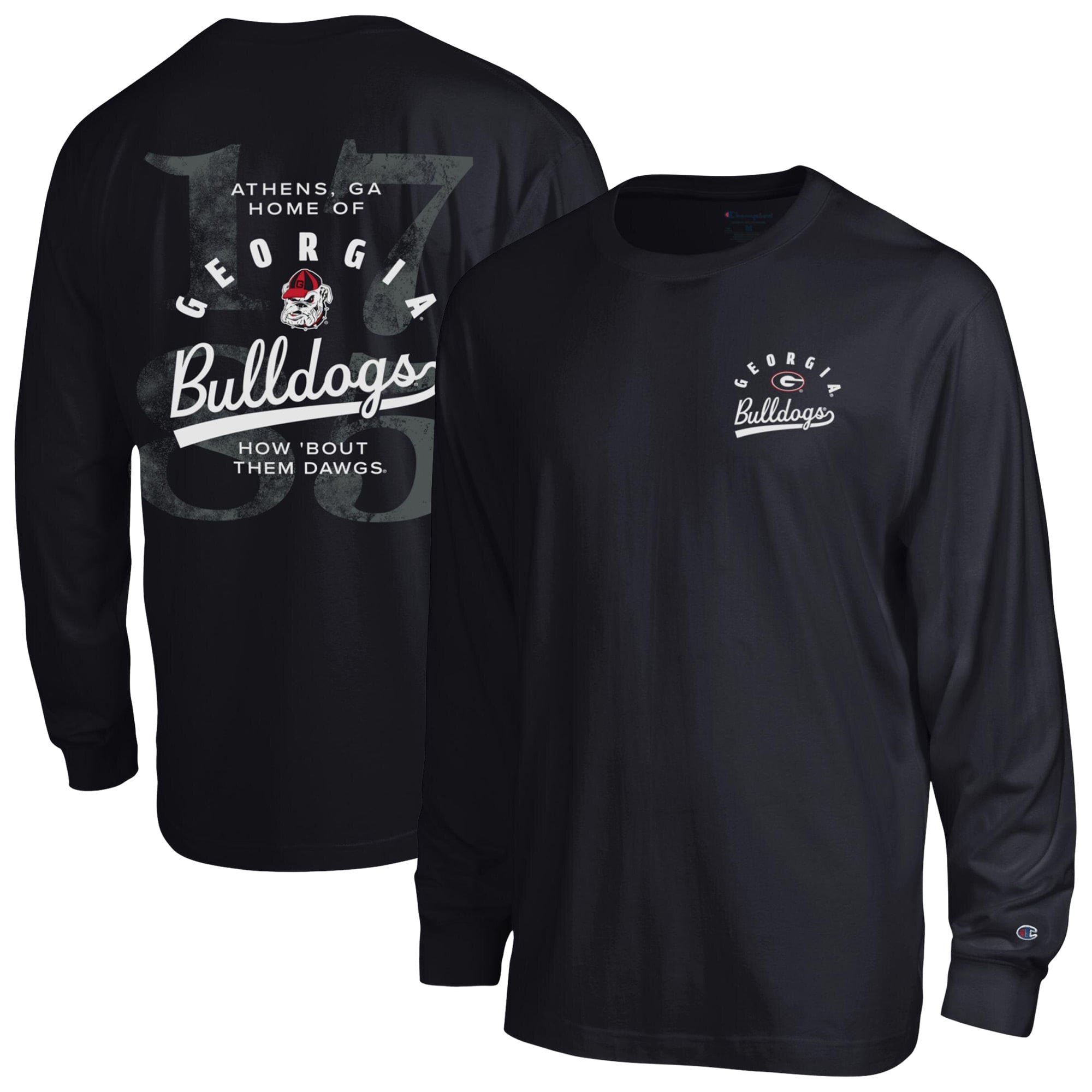 Men's Champion Black Georgia Bulldogs Laminated All-Star Long Sleeve T-Shirt