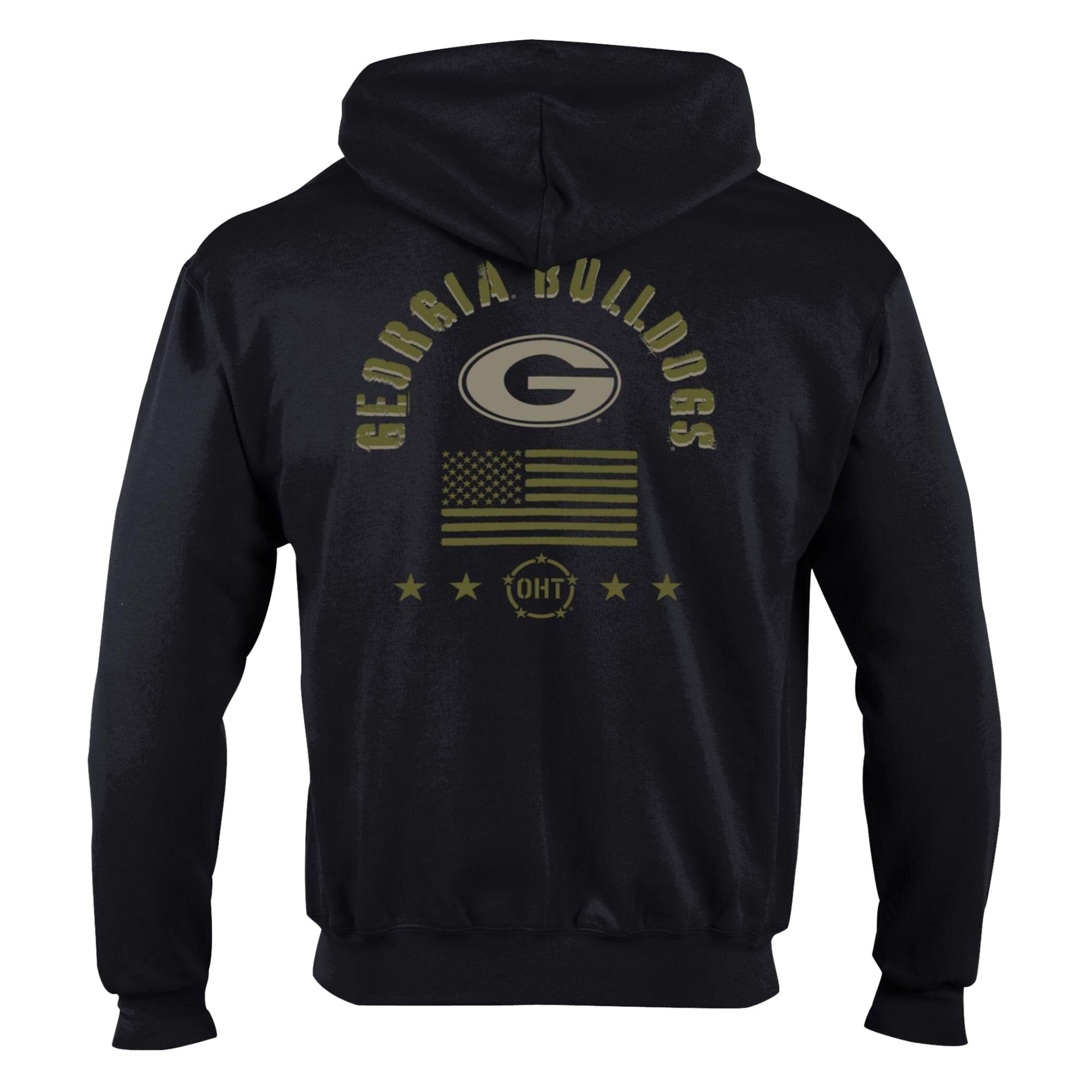 Men's Champion Black Georgia Bulldogs Operation Hat Trick Flag Powerblend Fleece Full-Zip Hoodie