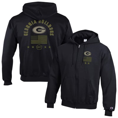  Georgia Bulldogs Champion Operation Hat Trick Flag Powerblend Fleece Full-Zip Hoodie - Black