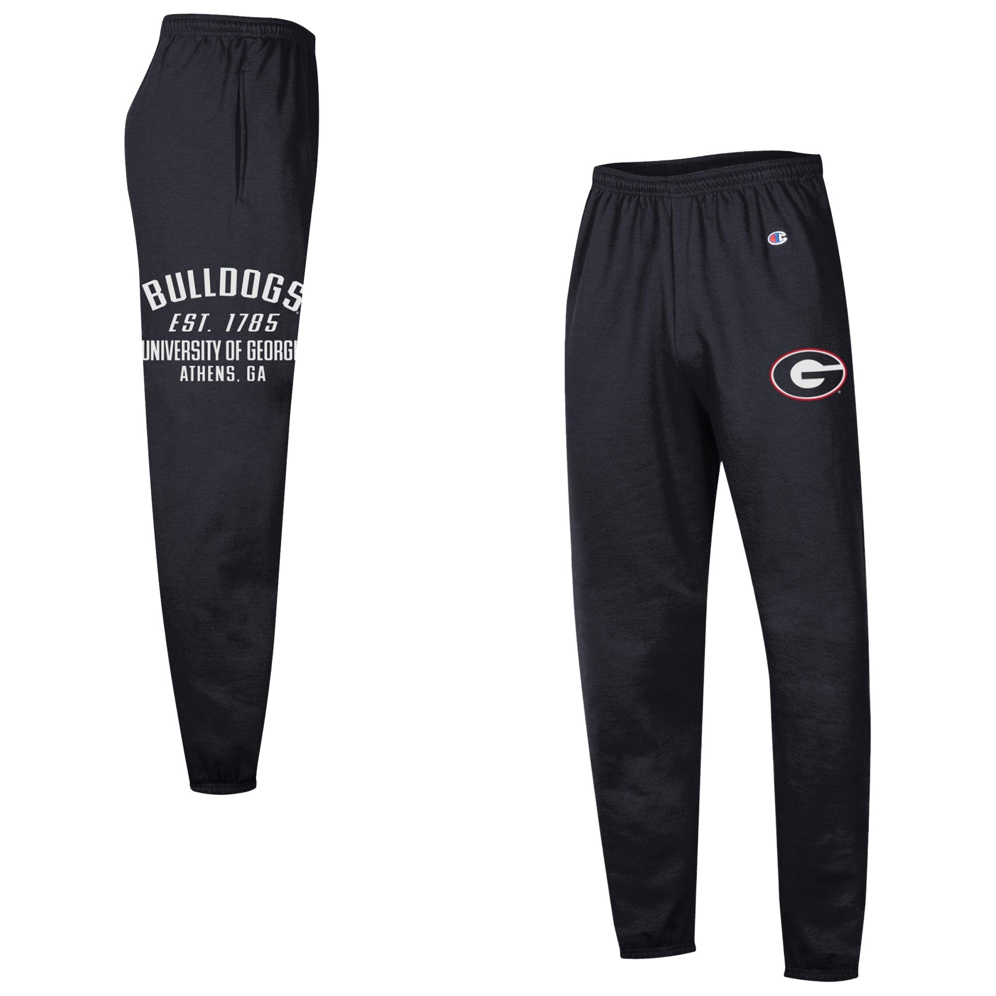 Pantalon de survêtement Champion Black Georgia Bulldogs Powerblend en polaire à bande pour homme