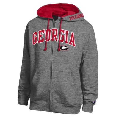 Georgia Bulldogs Champion Arch Logo Full-Zip Fleece Hoodie - Heather Charcoal