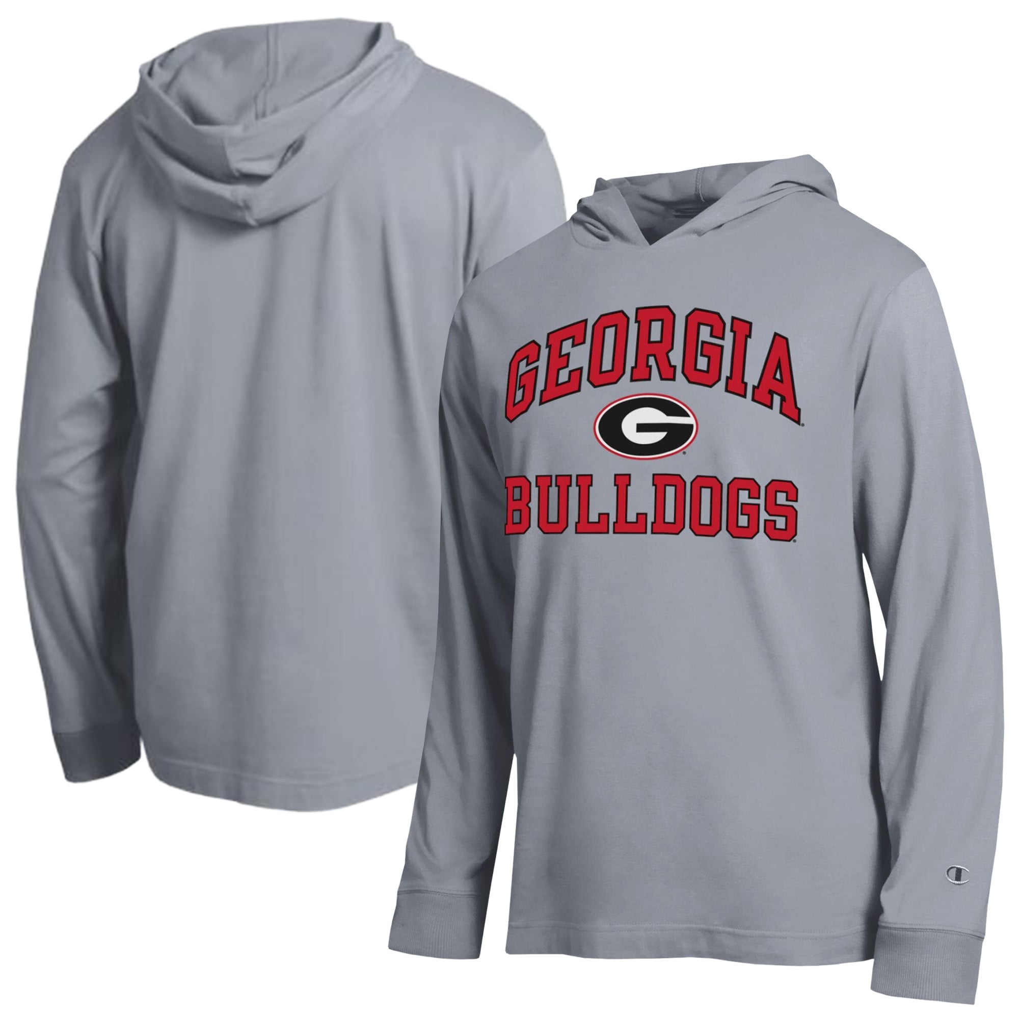 Men's Champion  Heather Gray Georgia Bulldogs High Motor All-Star Long Sleeve Hooded T-Shirt