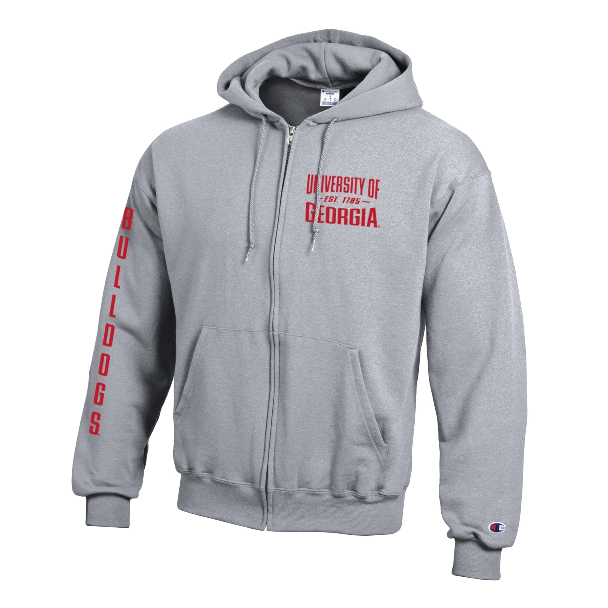 Men's Champion Heather Gray Georgia Bulldogs Varsity Powerblend Full-Zip Fleece Hoodie