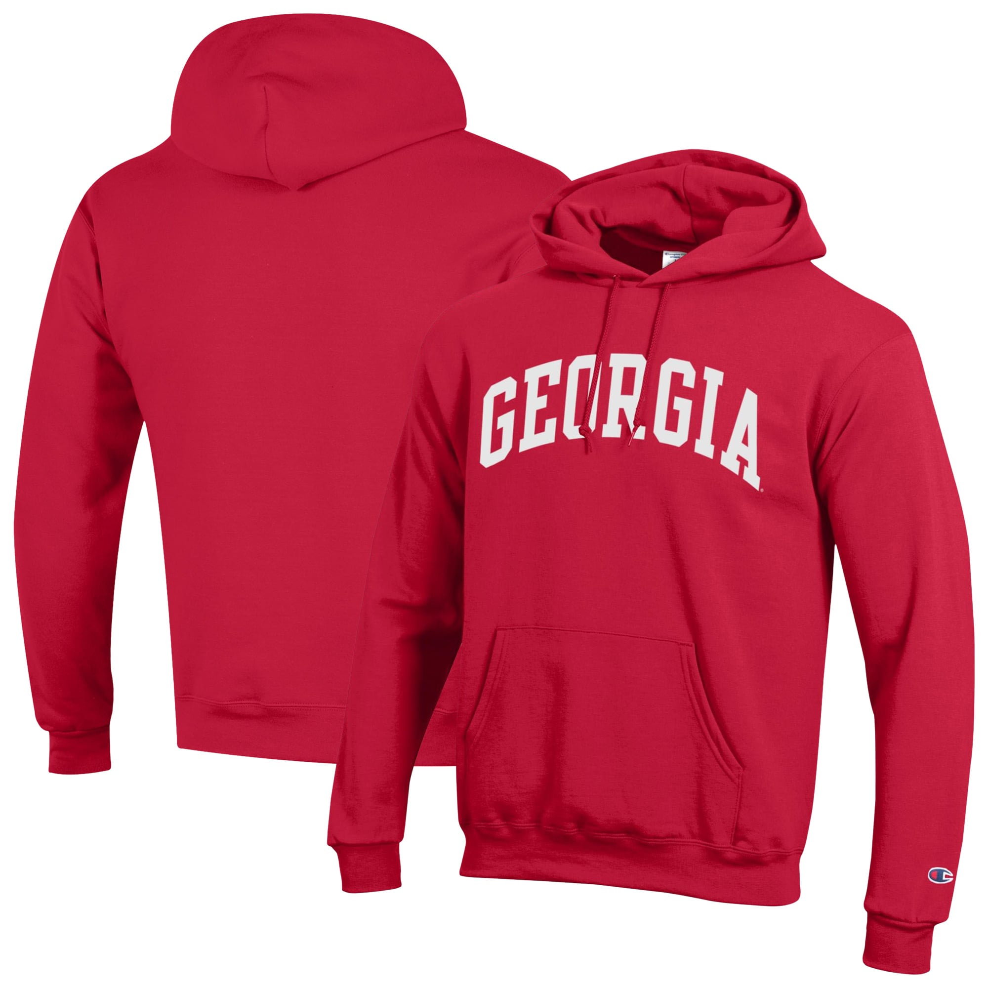 Men's Champion Red Georgia Bulldogs Basic Arch Fleece Pullover Hoodie