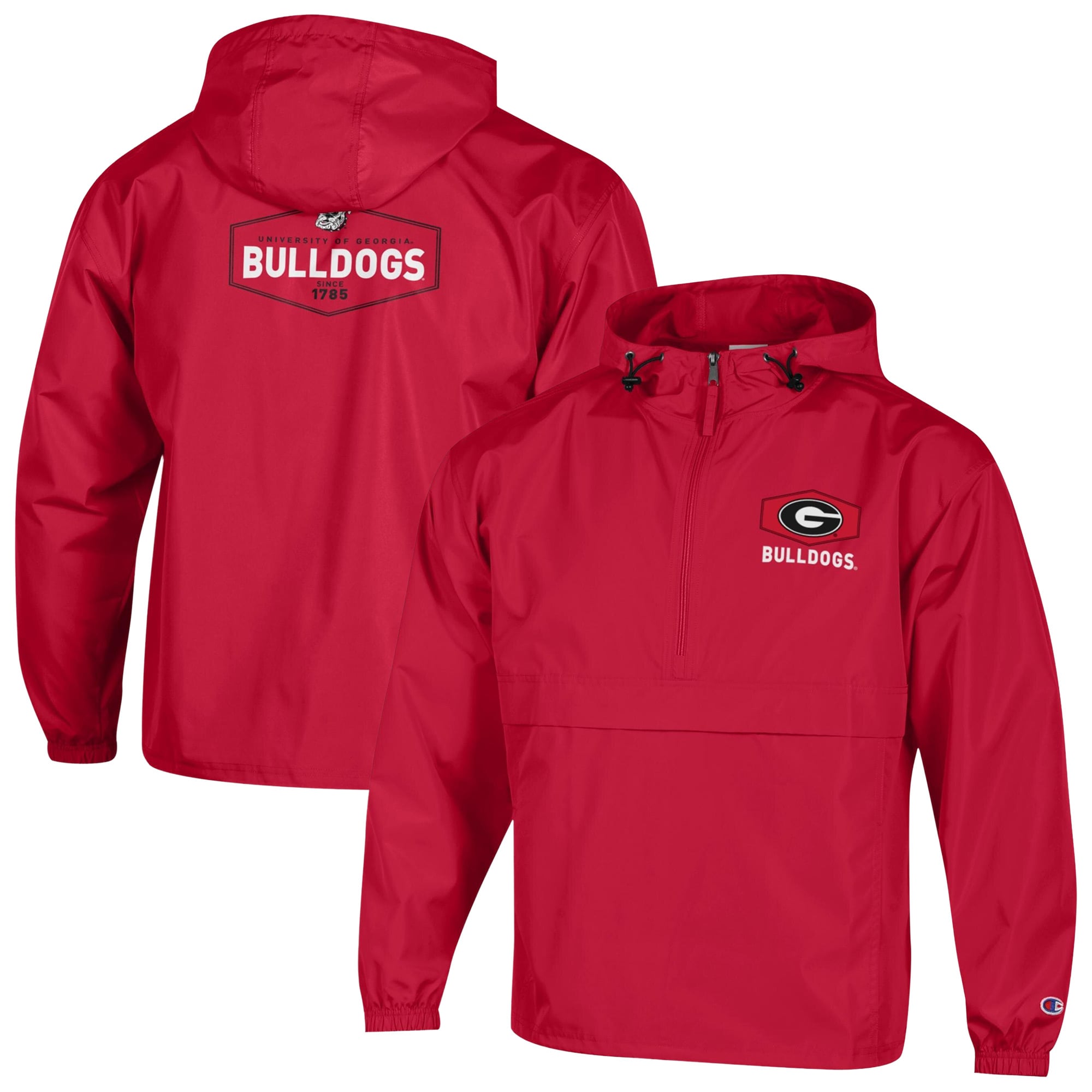 Men's Champion Red Georgia Bulldogs Delay Packable Half-Zip Jacket