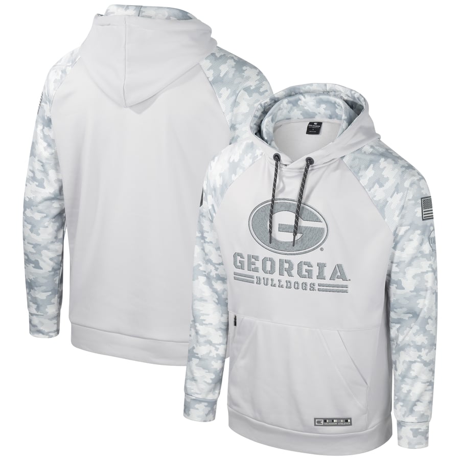 Oht Raglan Gray Men's Colosseum Gray Georgia Bulldogs OHT Military Appreciation Ice ...