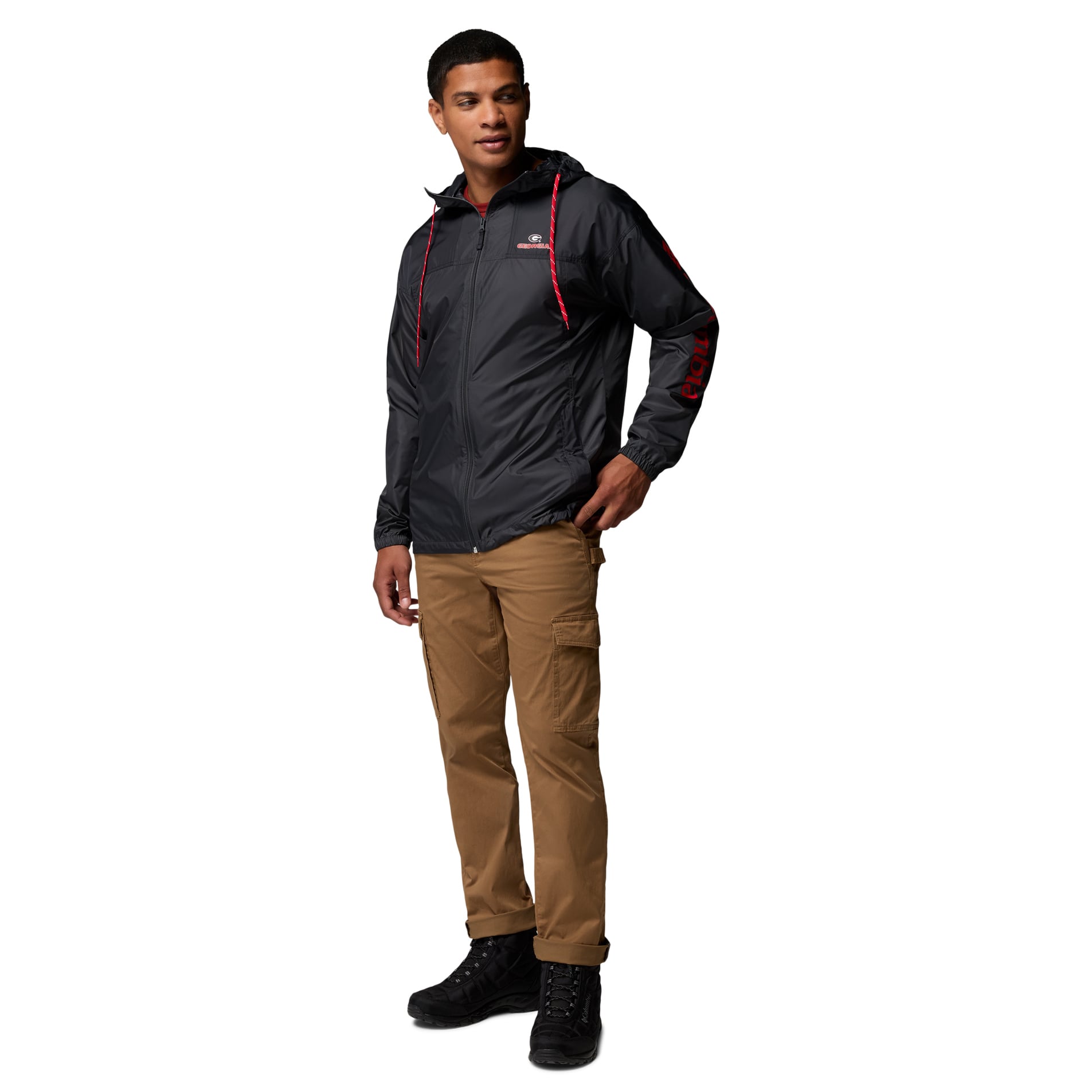 Men's Columbia  Black Georgia Bulldogs Flash Challenger II Full-Zip Hooded Windbreaker
