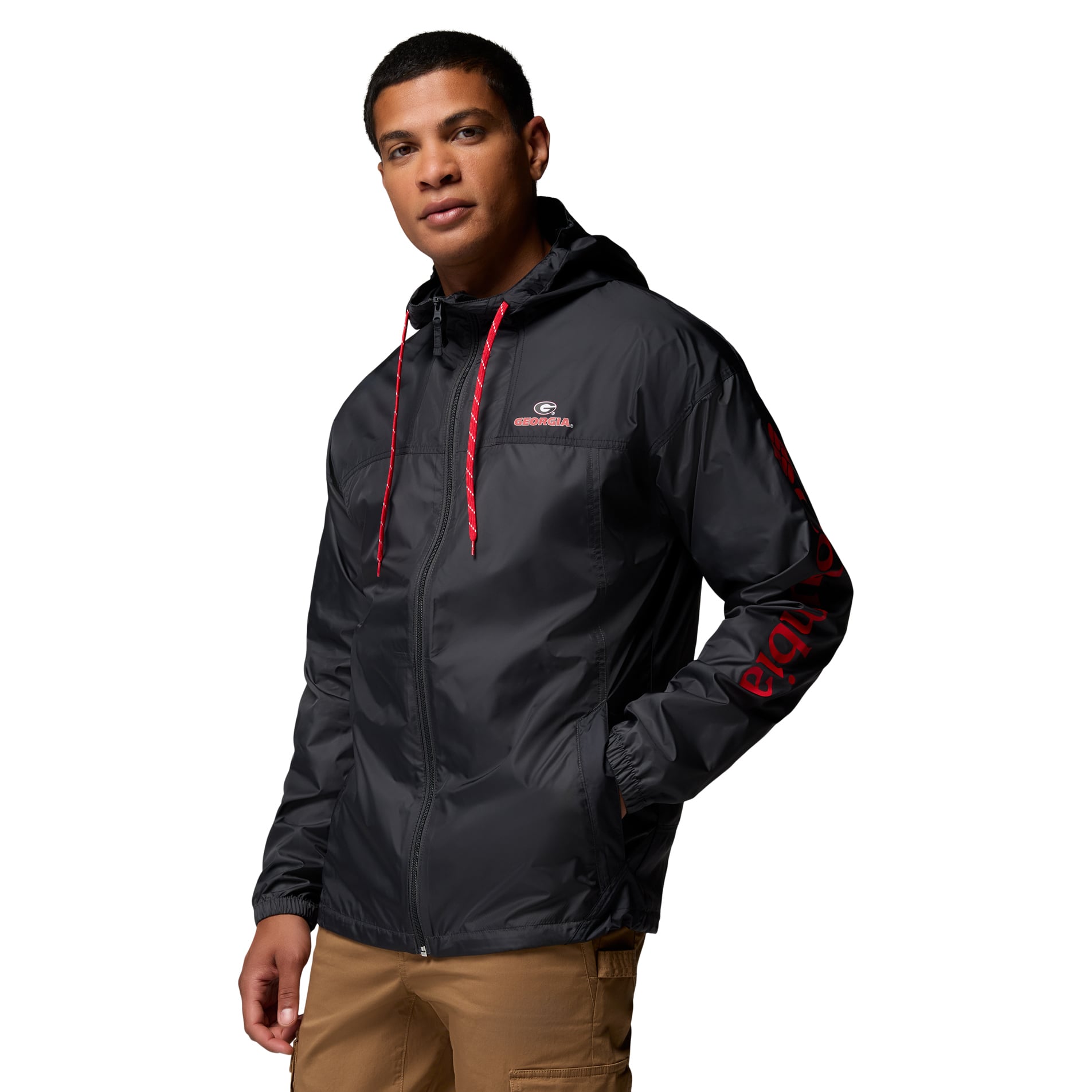 Men's Columbia  Black Georgia Bulldogs Flash Challenger II Full-Zip Hooded Windbreaker