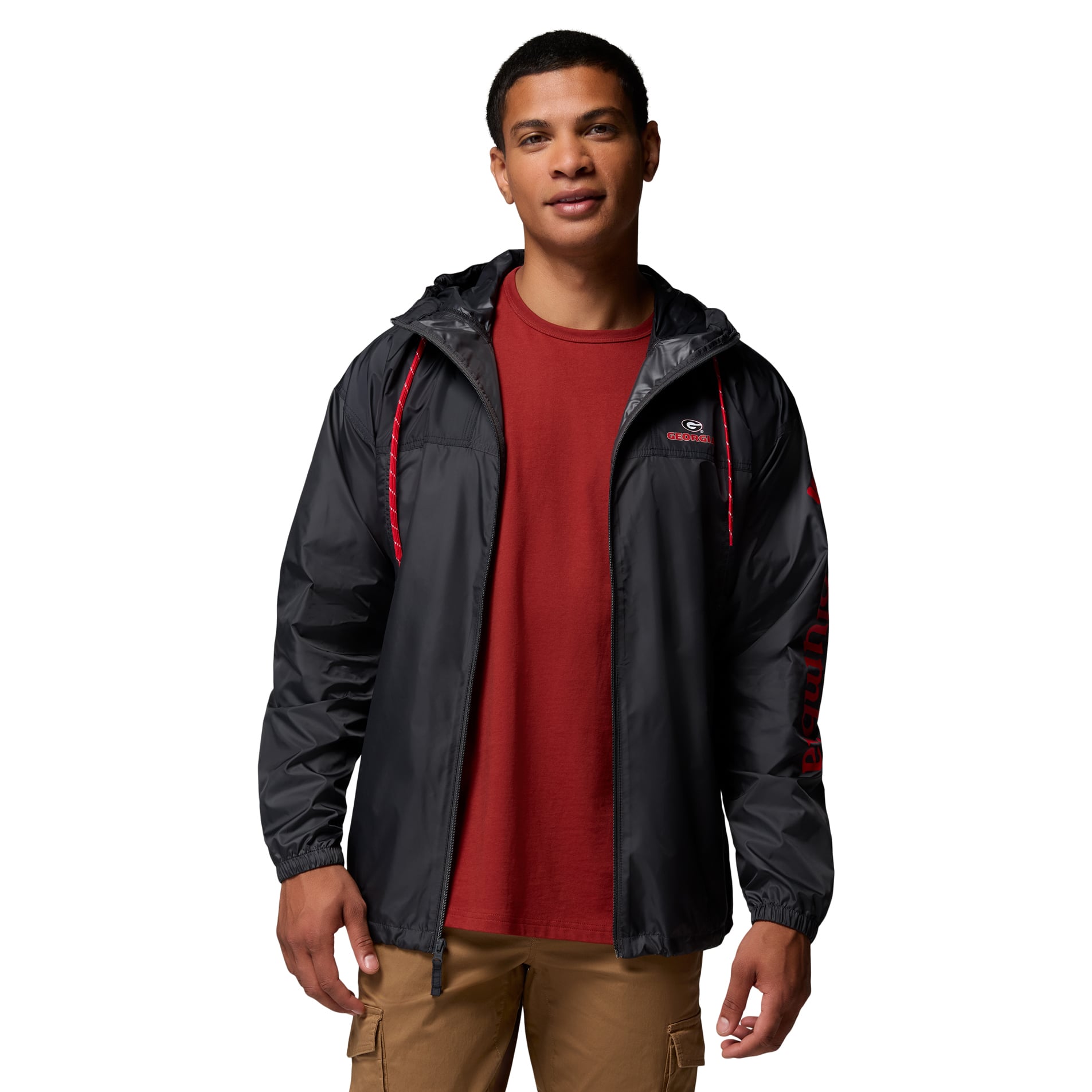 Men's Columbia  Black Georgia Bulldogs Flash Challenger II Full-Zip Hooded Windbreaker