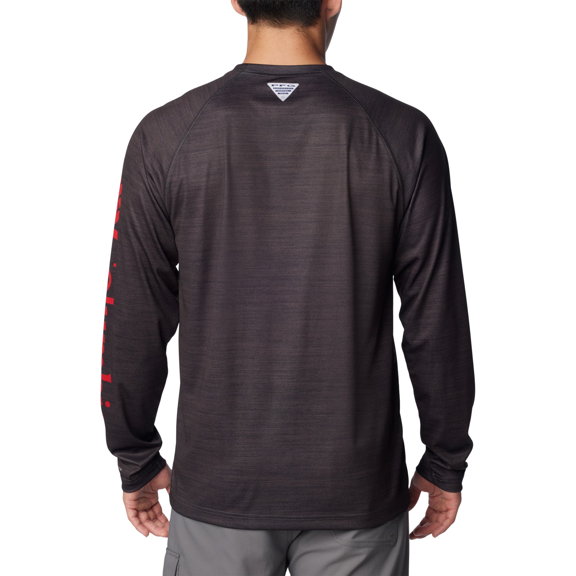 T-shirt à manches longues raglan Columbia Heather Charcoal Georgia Bulldogs PFG Terminal Tackle Omni-Shade pour homme