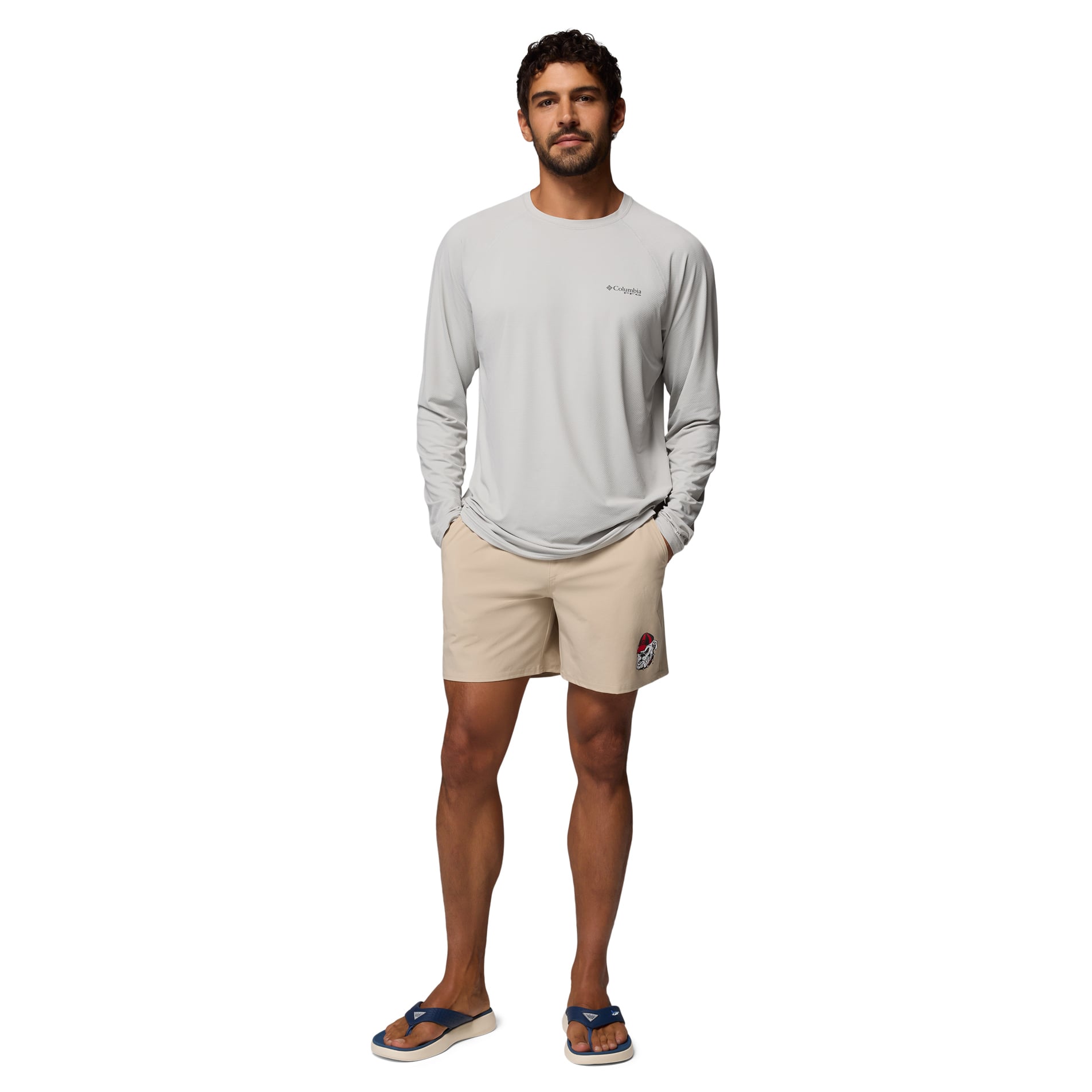 Men's Columbia Natural Georgia Bulldogs PFG Terminal Roamer™ Omni-Shade™ Stretch Shorts