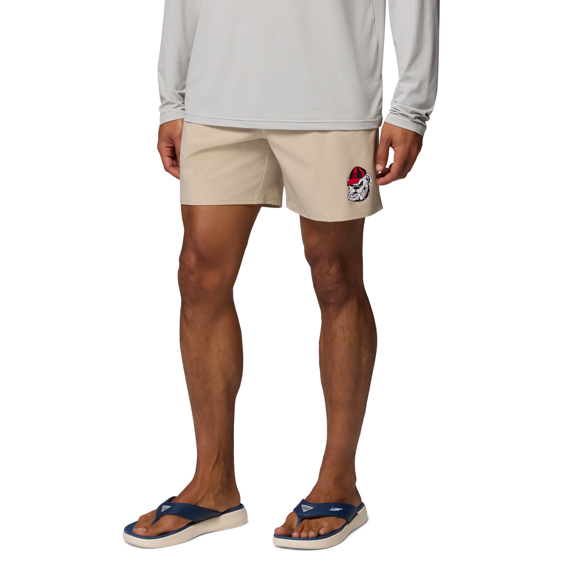 Men's Columbia Natural Georgia Bulldogs PFG Terminal Roamer™ Omni-Shade™ Stretch Shorts