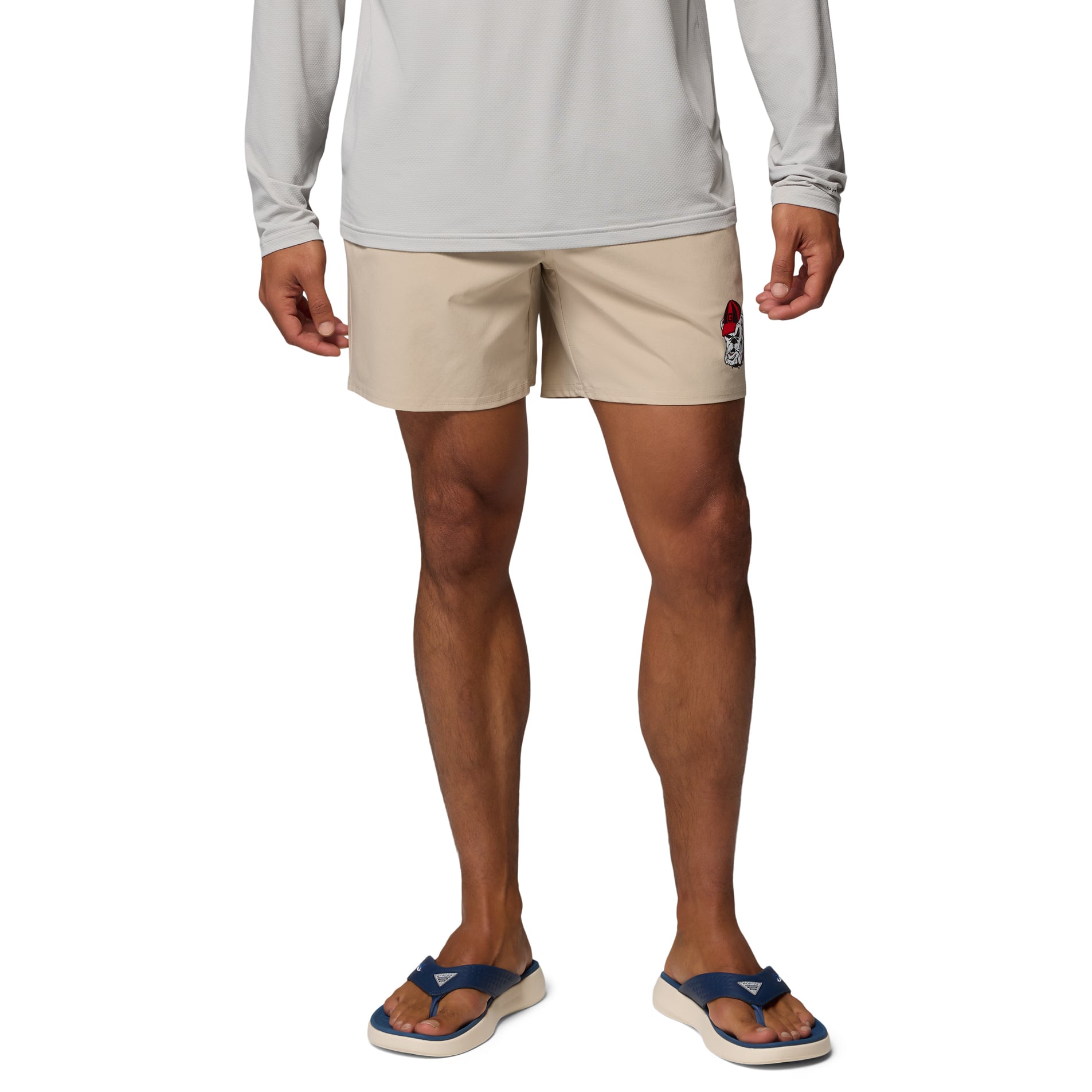 Men's Columbia Natural Georgia Bulldogs PFG Terminal Roamer™ Omni-Shade™ Stretch Shorts
