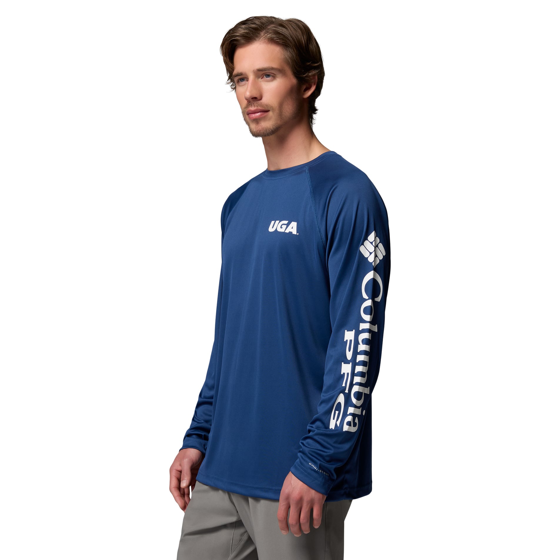 Men's Columbia Navy Georgia Bulldogs Terminal Tackle Omni-Shade Raglan Long Sleeve T-Shirt