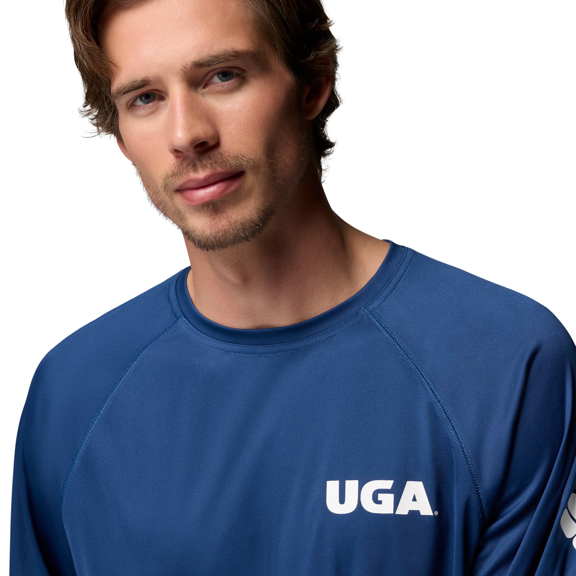 Men's Columbia Navy Georgia Bulldogs Terminal Tackle Omni-Shade Raglan Long Sleeve T-Shirt