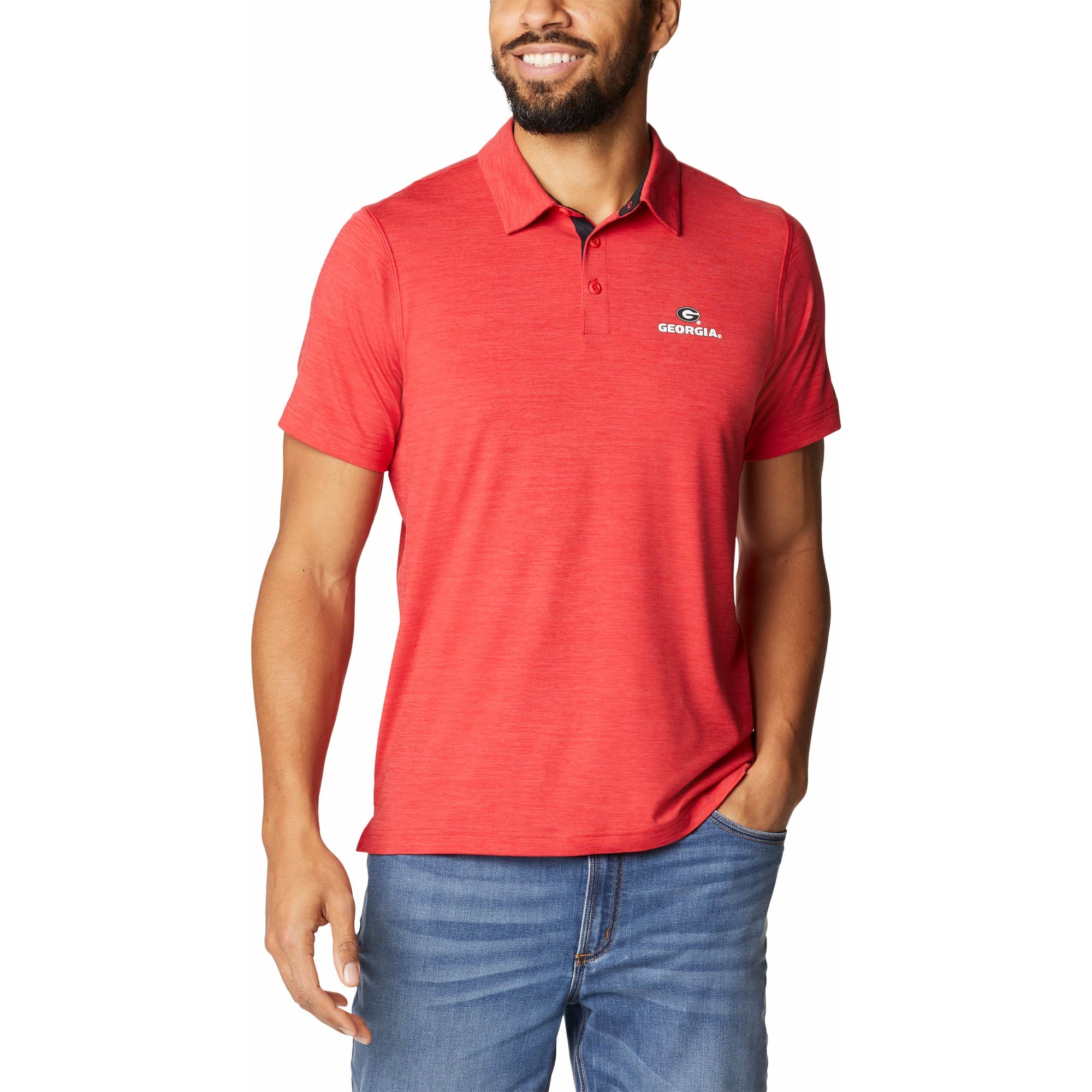 Men's Columbia Red Georgia Bulldogs Trail Omni-Shade Polo