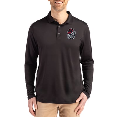  Georgia Bulldogs Cutter & Buck Primary Coastline Epic Comfort Long-Sleeve Polo - Black
