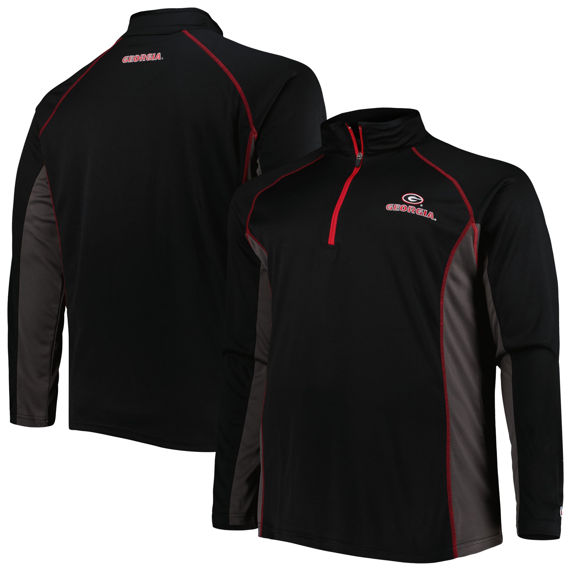 Veste raglan à quart de zip pour homme Fanatics Black Georgia Bulldogs, grandes tailles