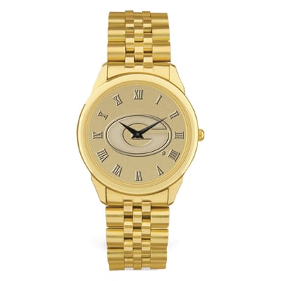 Georgia Bulldogs Medallion Rolled Link Bracelet Wristwatch - Gold