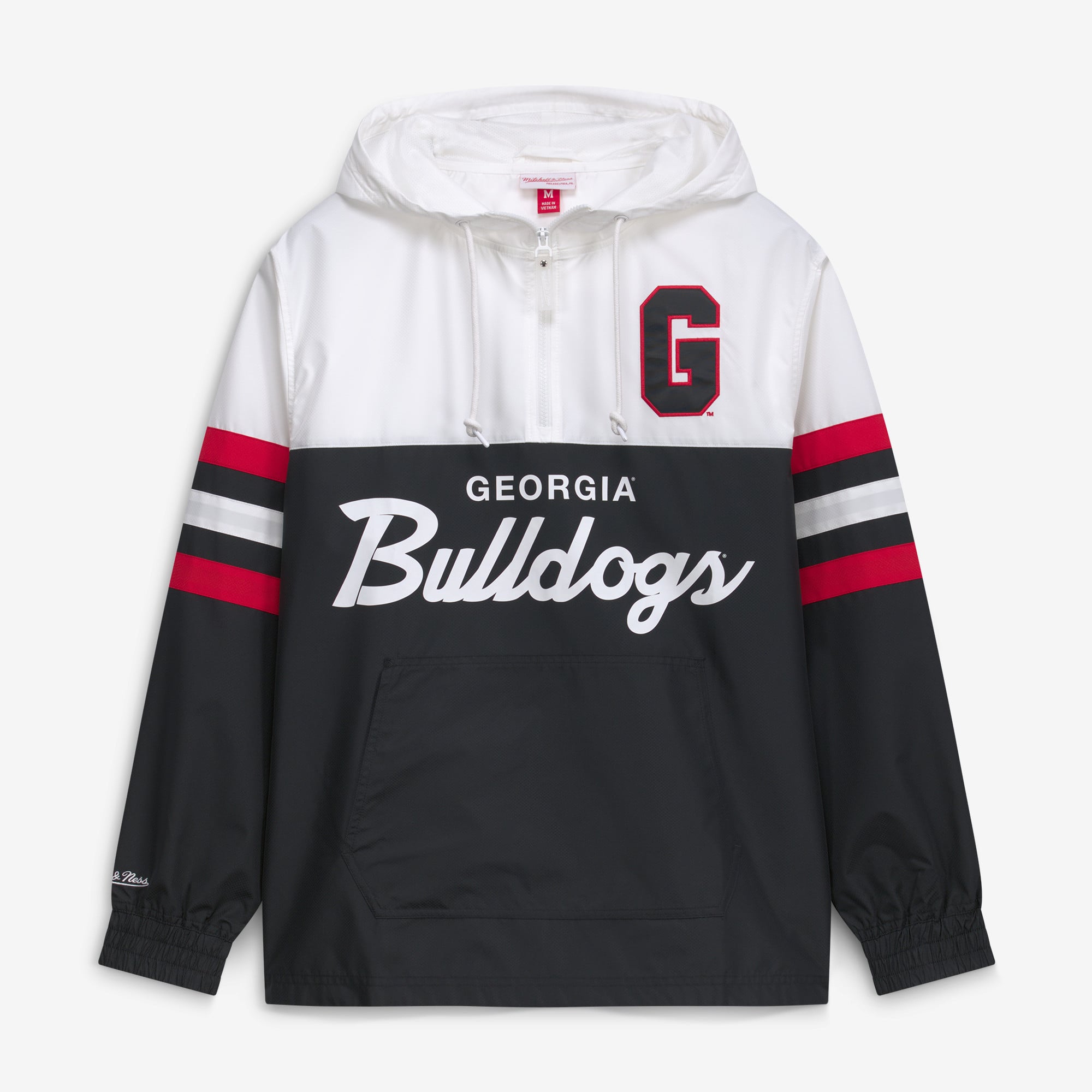 Men's Mitchell & Ness Black Georgia Bulldogs Head Coach Lightweight Anorak Half-Zip Windbreaker