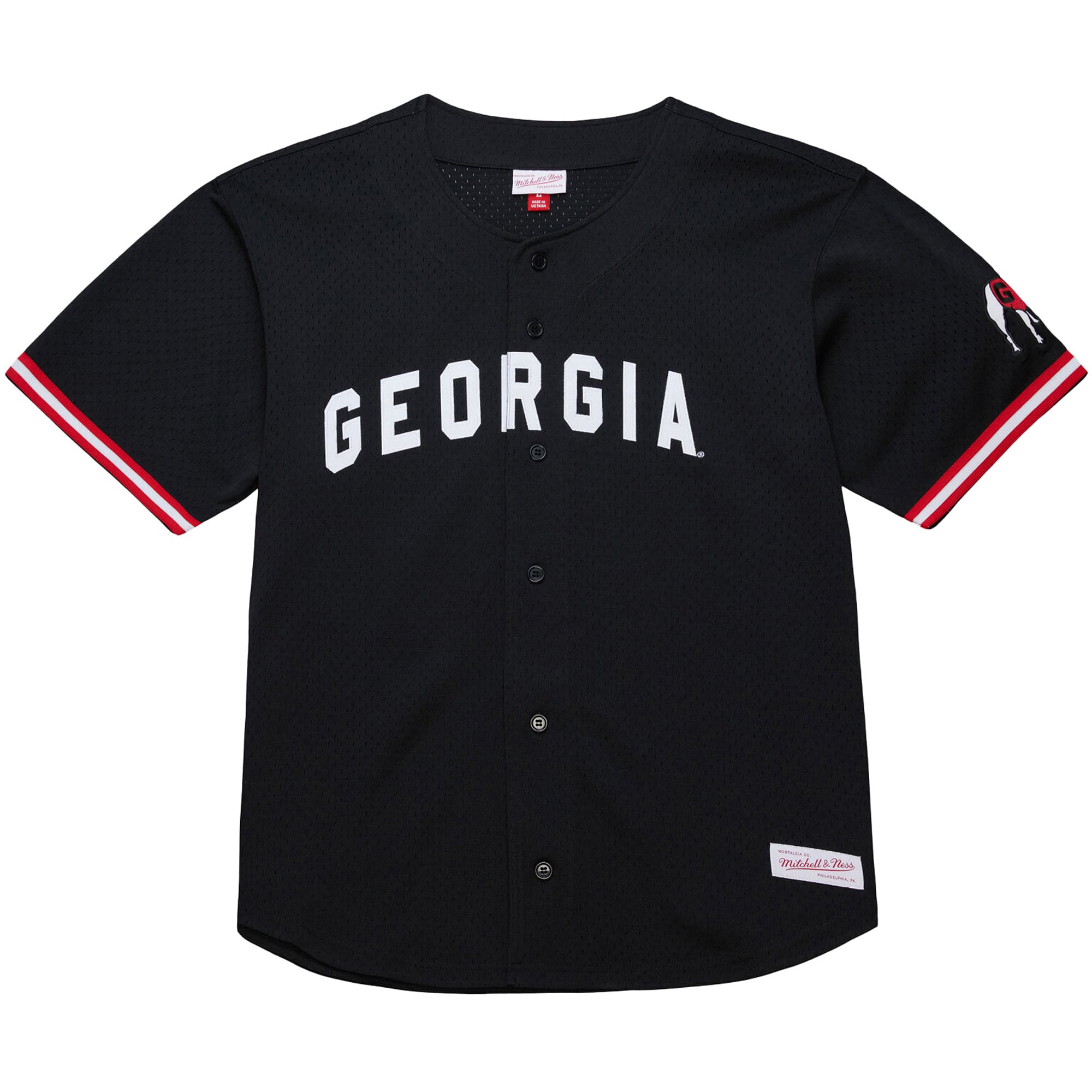 Men's Mitchell & Ness Black Georgia Bulldogs On The Clock Full-Button Fashion Jersey