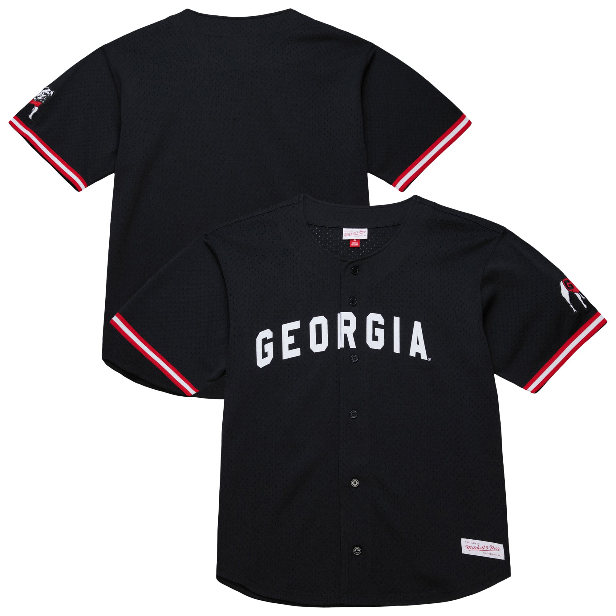 Men's Mitchell & Ness Black Georgia Bulldogs On The Clock Full-Button Fashion Jersey