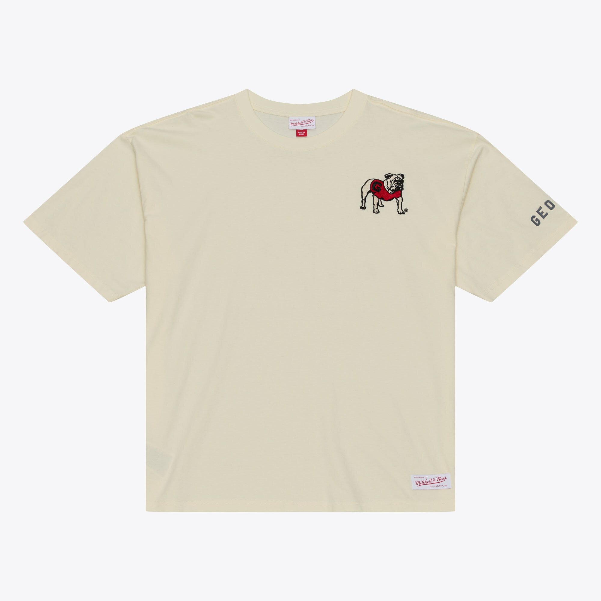 T-shirt Mitchell & Ness crème pour homme, motif Georgia Bulldogs, teinte Heritage Hue