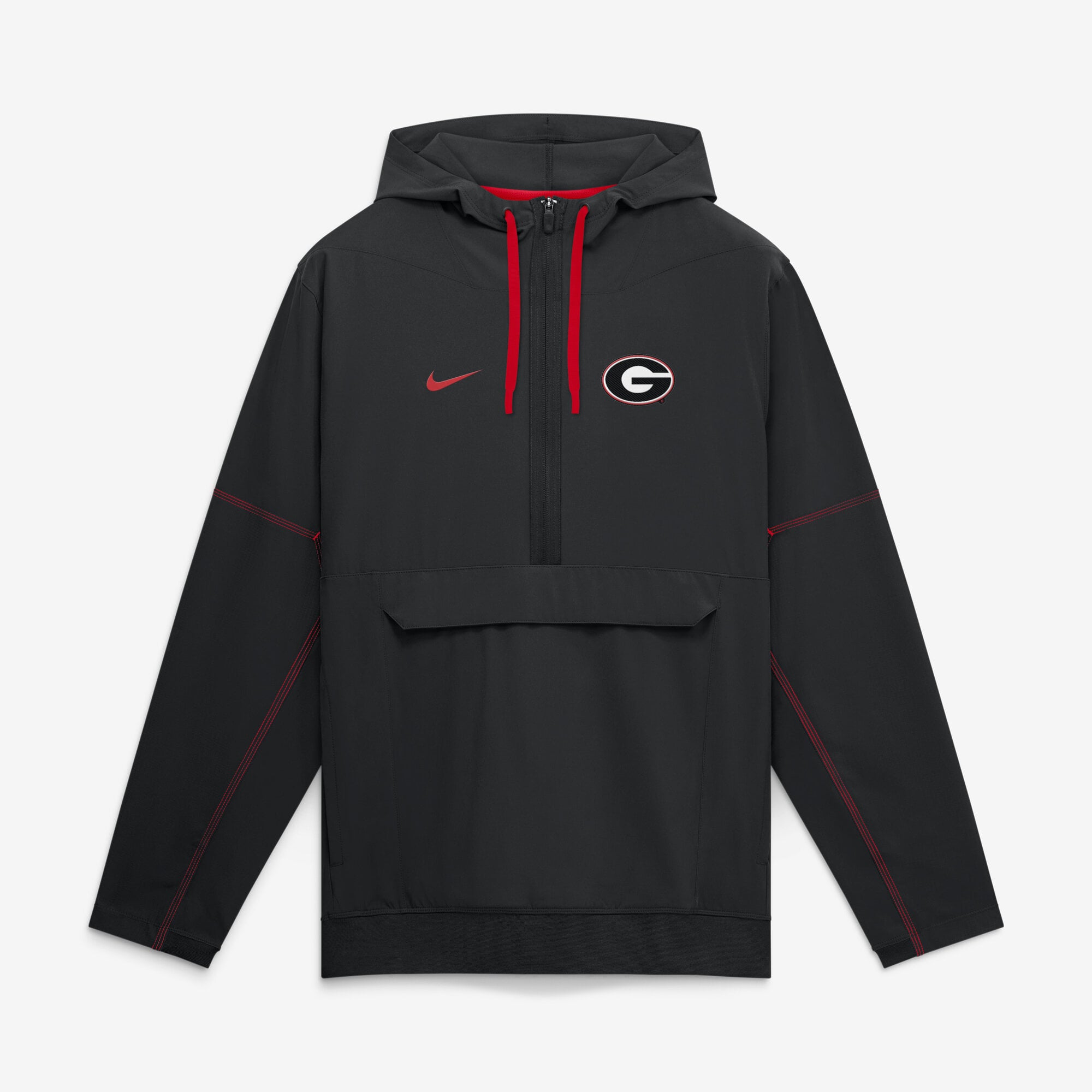 Men's Nike Black Georgia Bulldogs 2026 Sideline Anorak Half-Zip Hooded Jacket