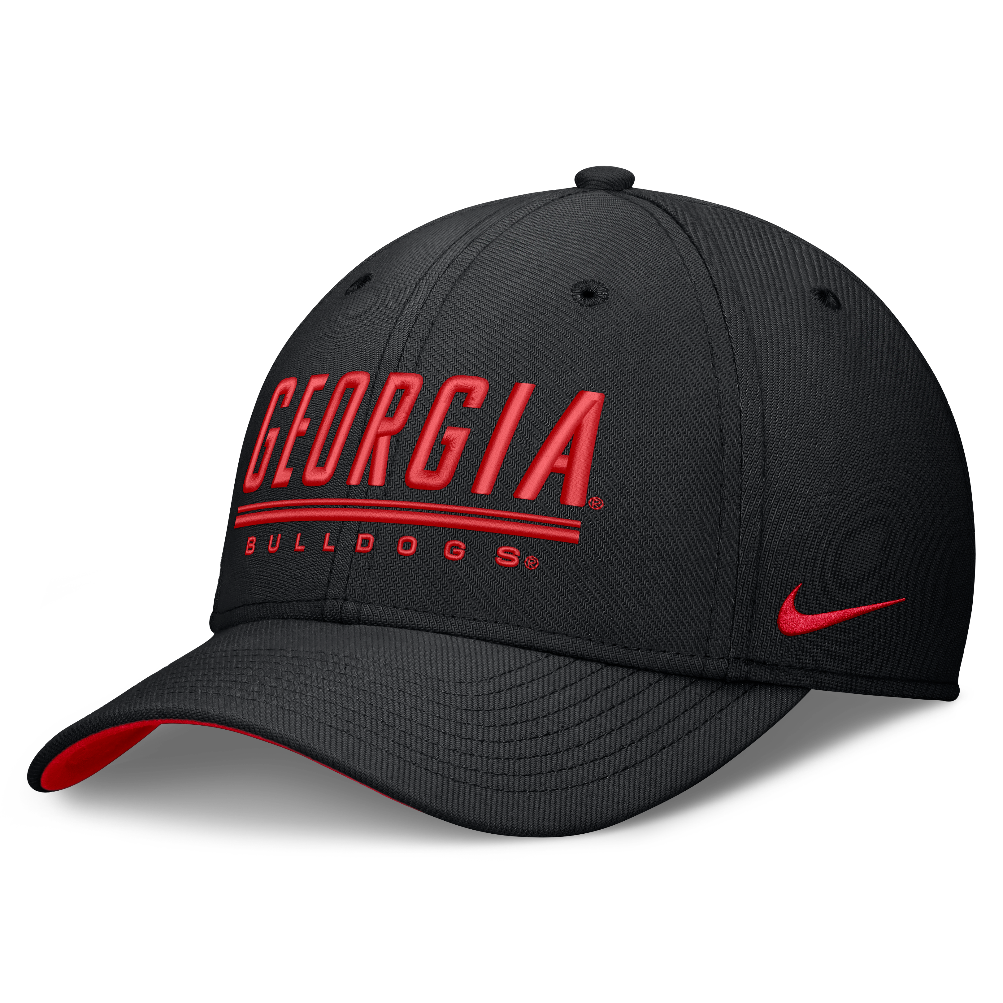 Casquette Nike Swooshflex noire Georgia Bulldogs Game Day Rise pour homme