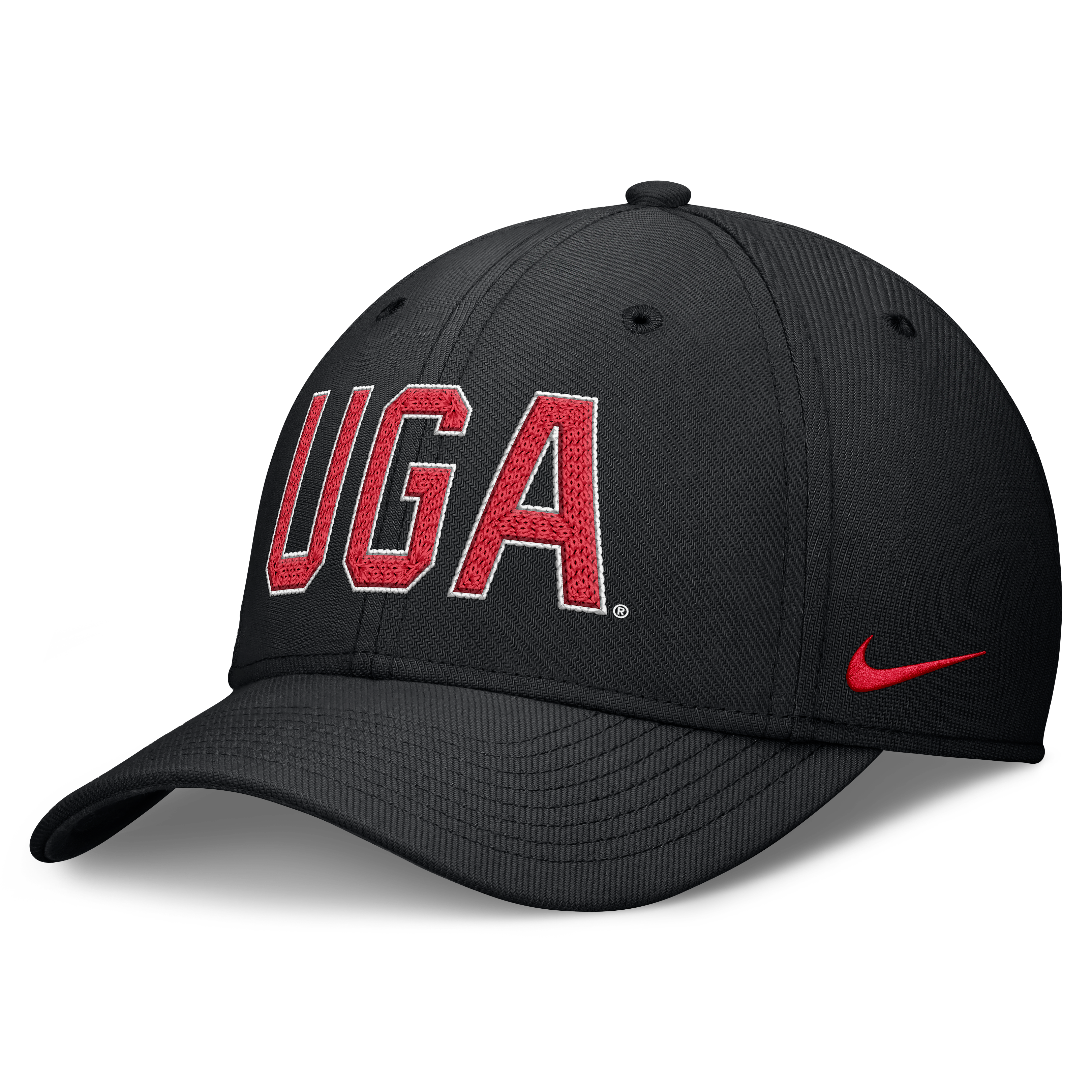 Casquette Nike Georgia Bulldogs noire pour homme, logo Swoosh et technologie Dri-FIT.